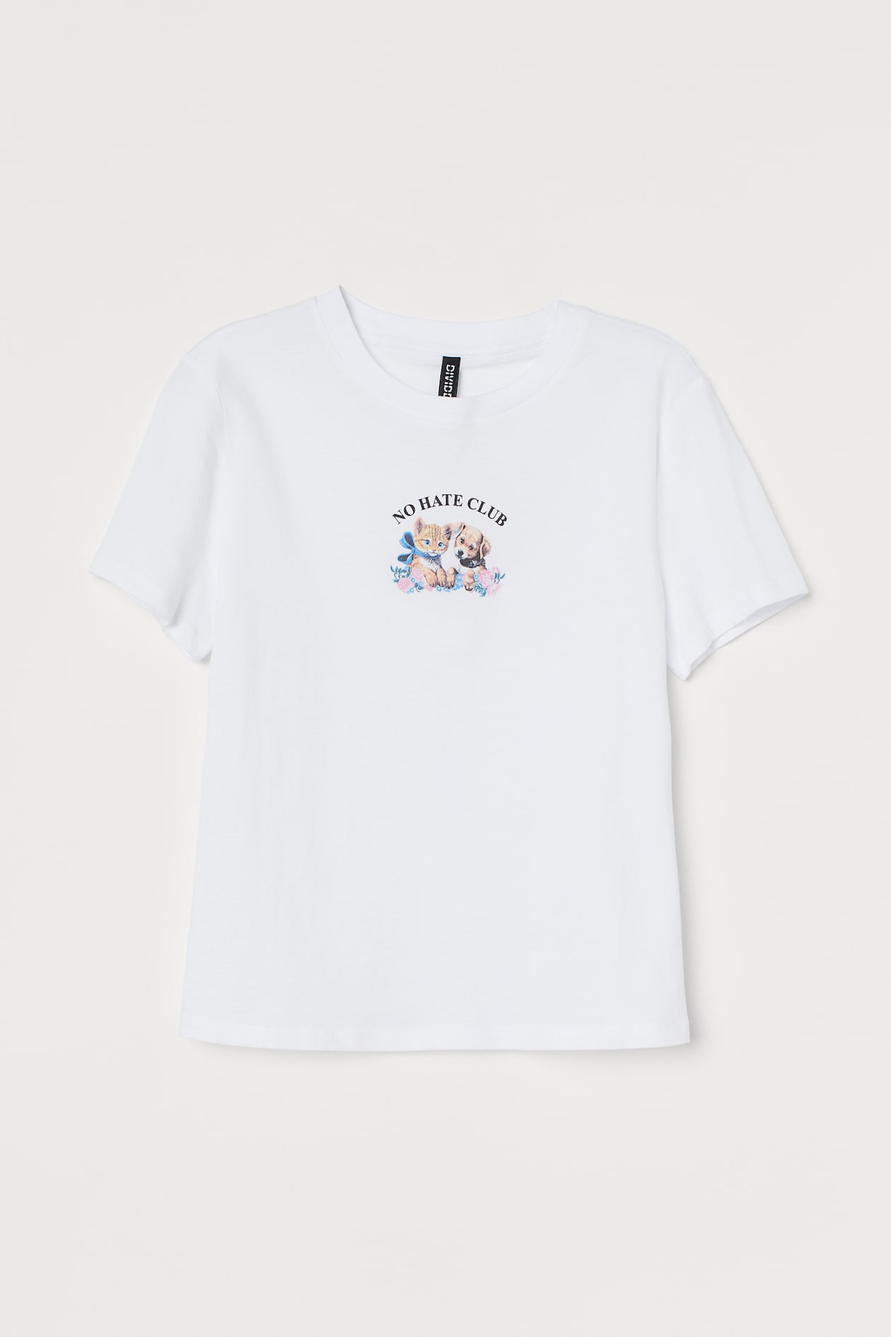 Printed T-shirt - Round Neck - Short sleeve - White/No Hate Club ...