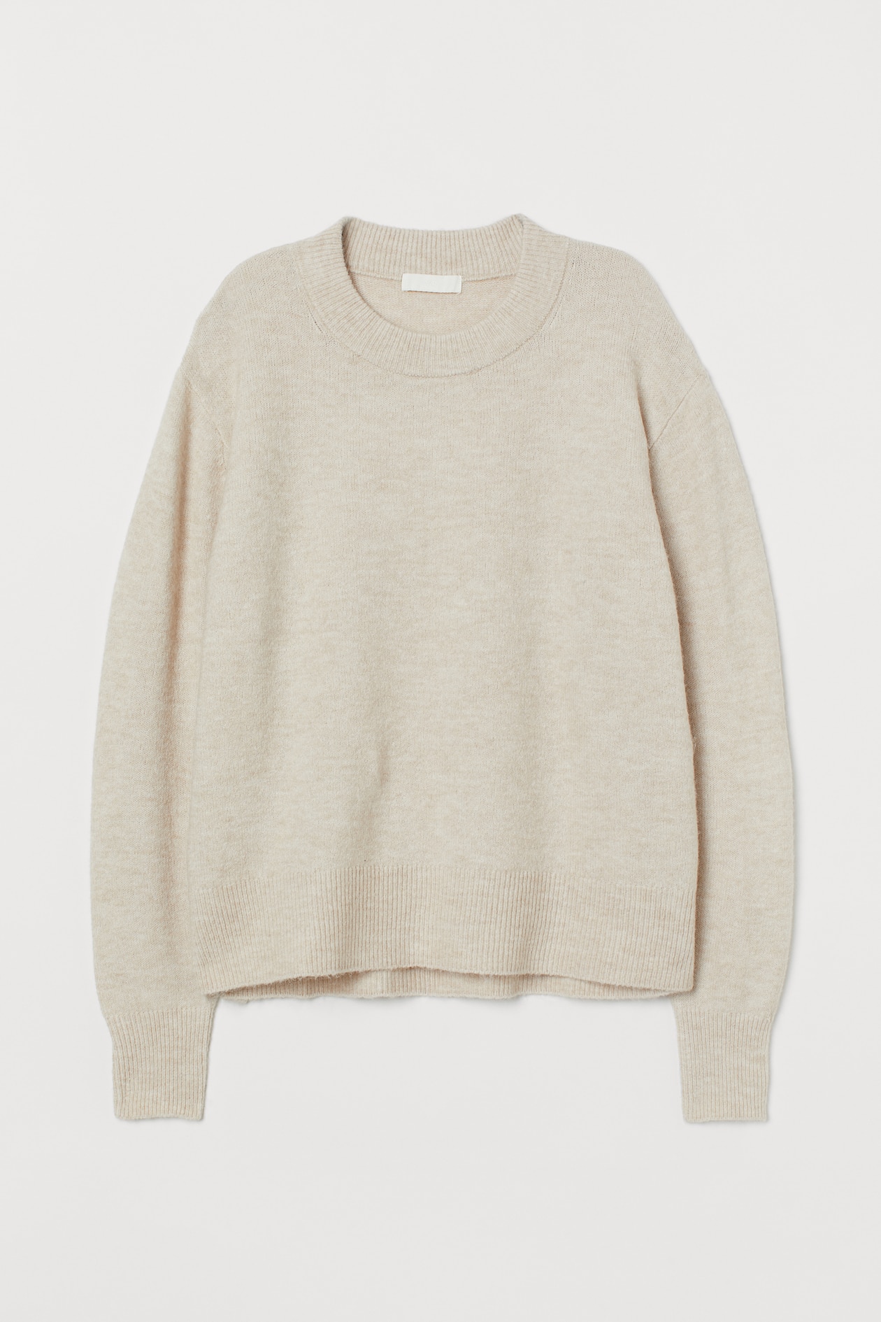 Fine-knit jumper - Round neck - Long sleeve - Light beige marl - Ladies ...