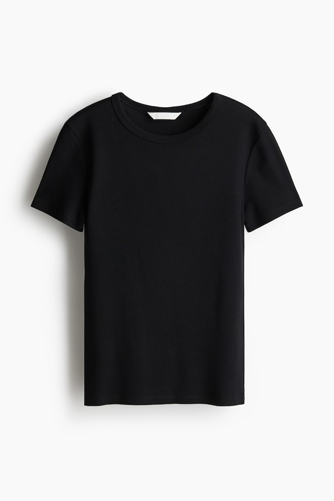 Playera acanalada - Negro/Blanco/Franjas/Gris pardo oscuro/Beige claro/Gris jaspeado/Azul marino/Turquesa claro - 1
