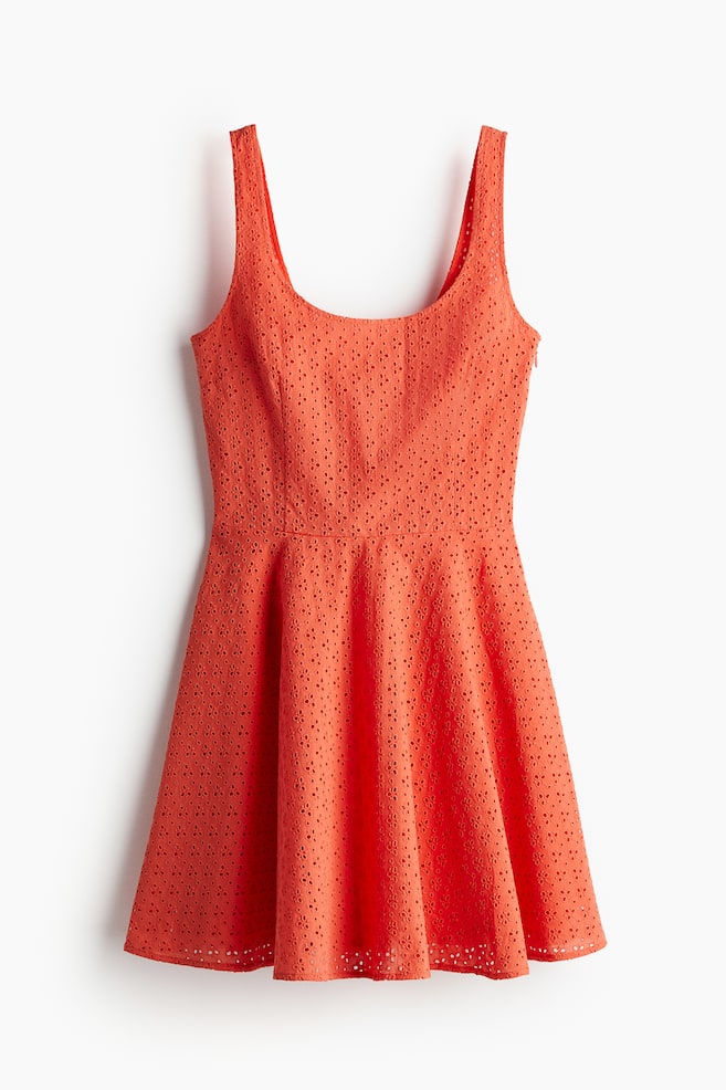 Robe avec broderie anglaise - Orange/Blanc - 1