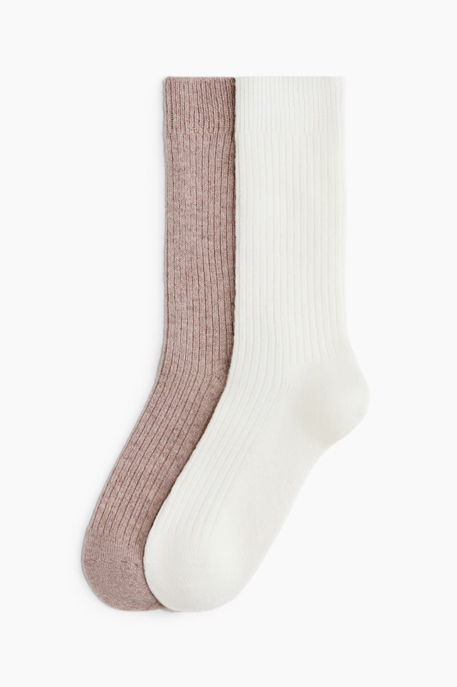 Pack de 2 calcetines en punto de canalé - Topo/Crema/Gris oscuro/Gris claro - 1