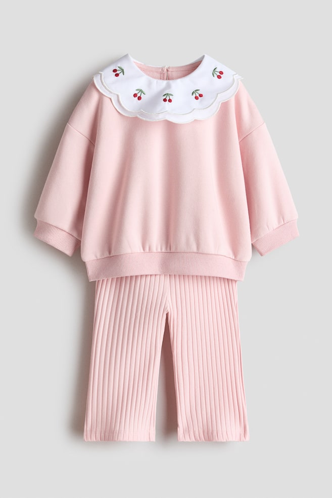 Set 2 pezzi con felpa e leggings - Rosa chiaro/ciliegie - 1