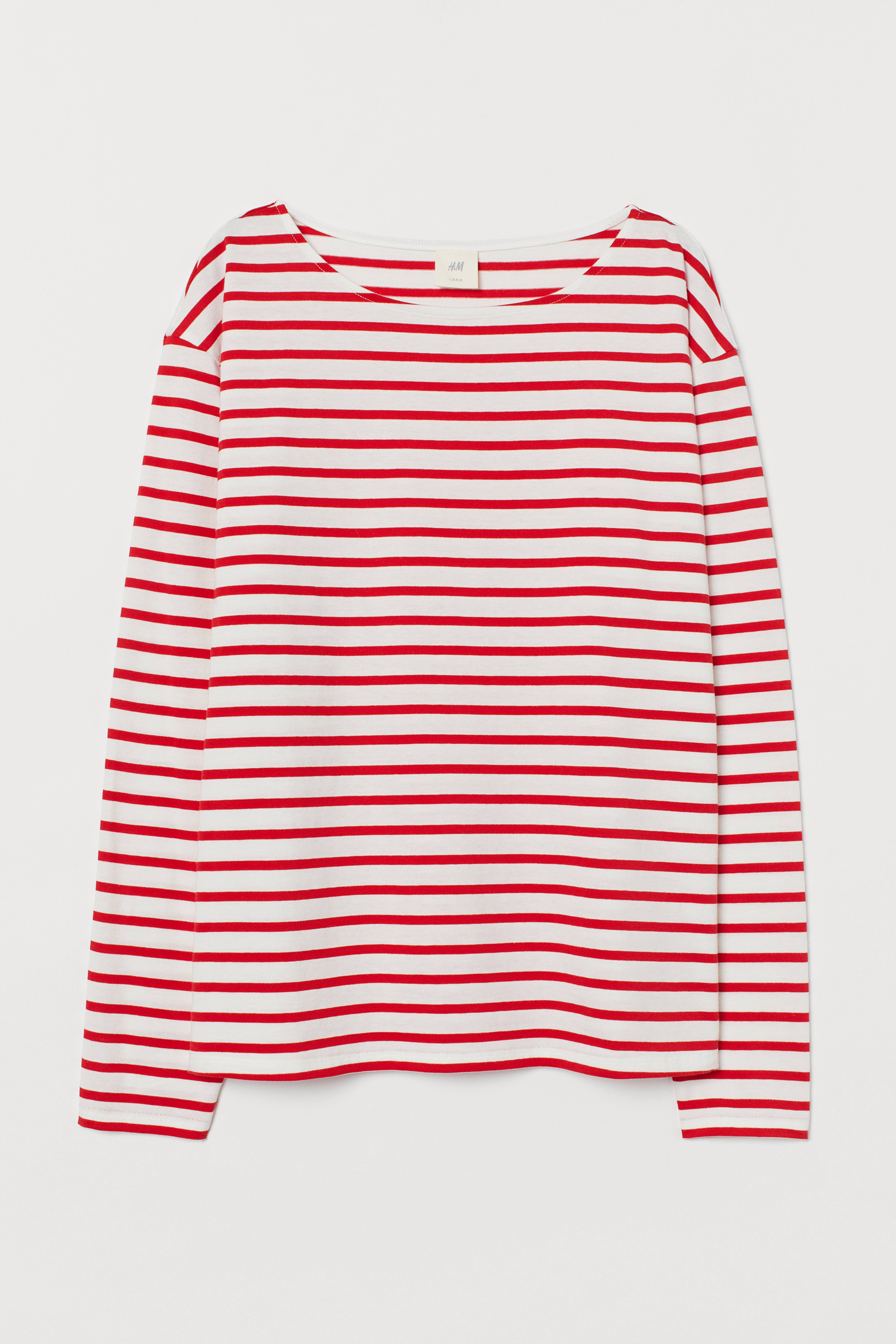 Striped jersey top Red White striped Ladies H M GB