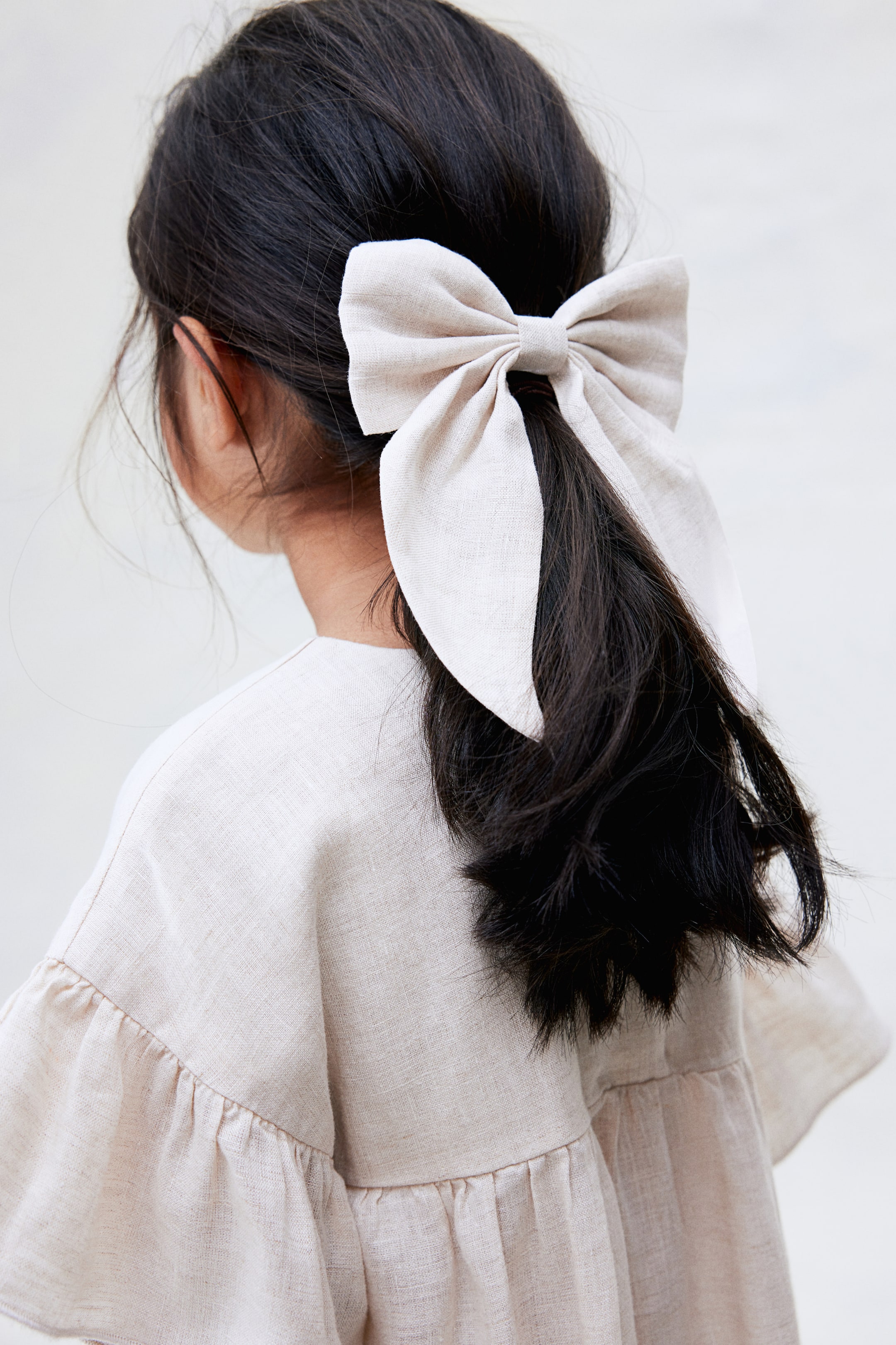 Linen bow hair clip