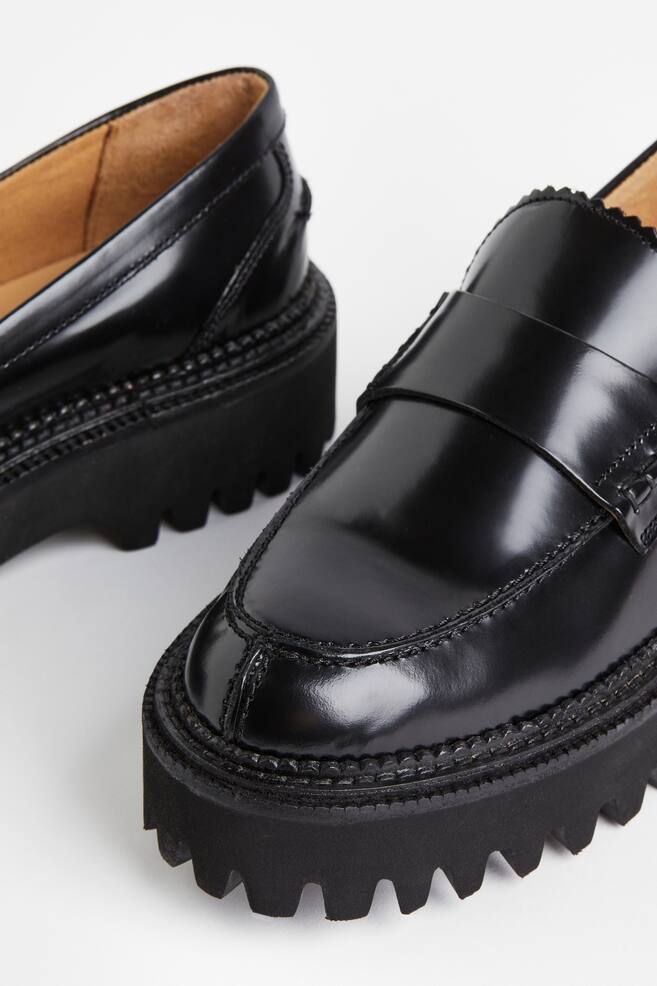 Chunky leather loafers - Black/Dark brown - 3