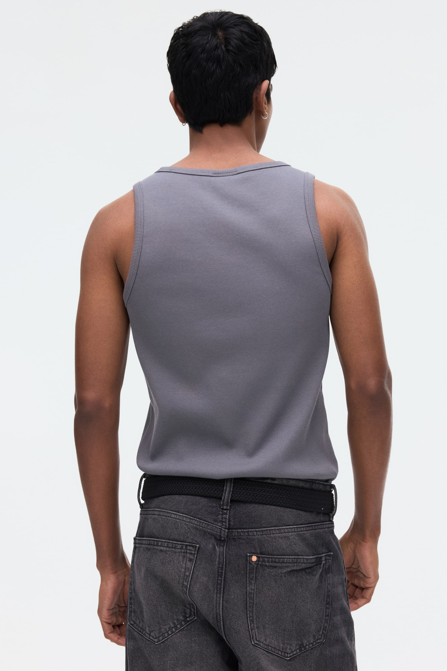 Slim Fit Ribbed vest top - Dark grey/White/Light grey marl/Black - 5