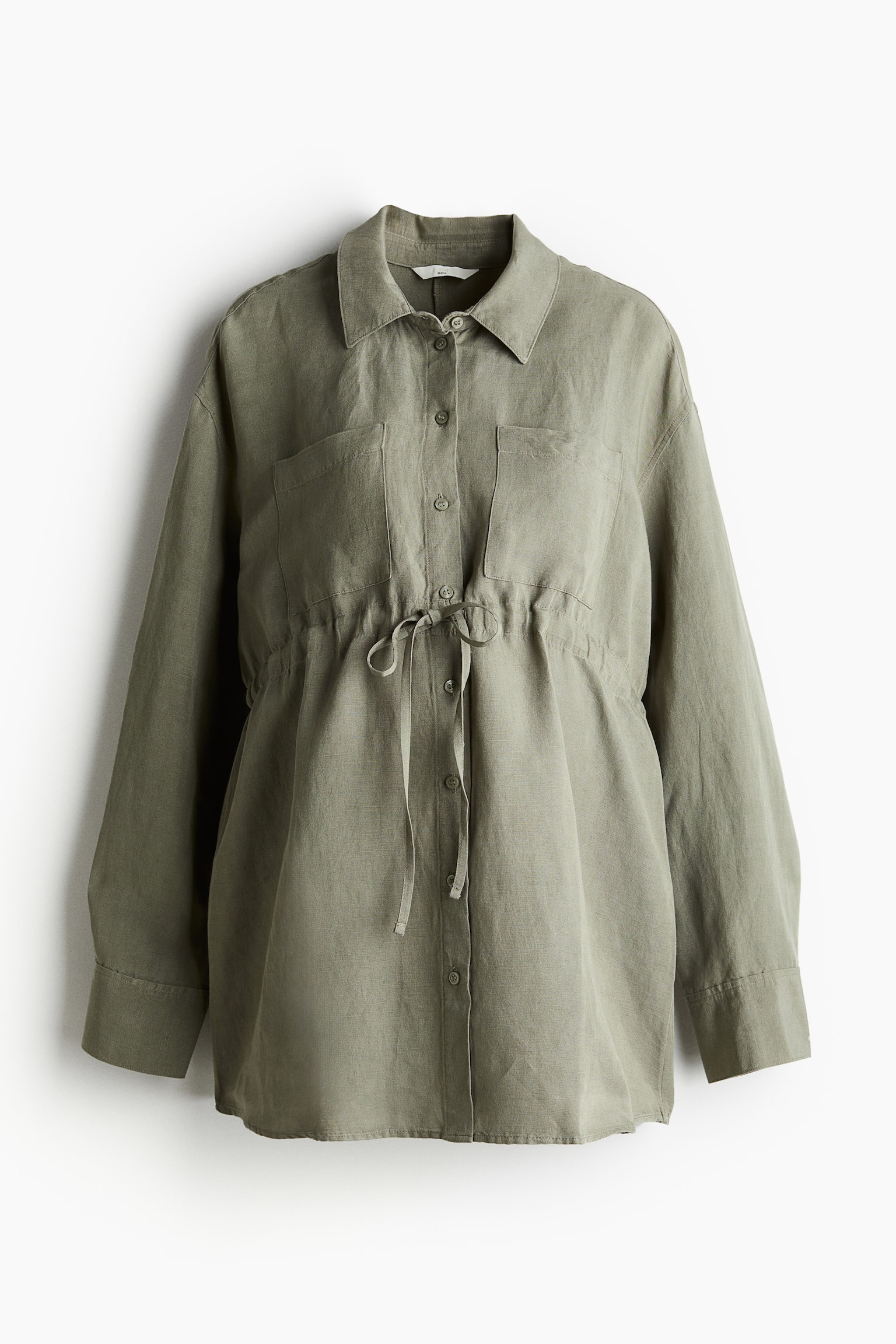 MAMA Before & After Linen Blend Shirt - Khaki green - 2