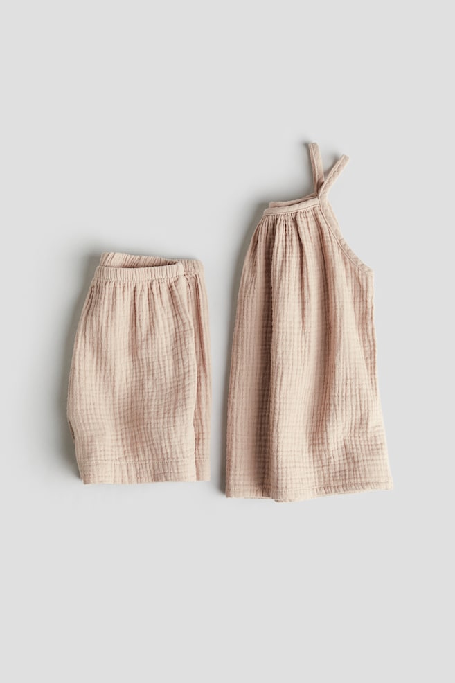 2-piece double-weave cotton set - Light beige-pink - 2