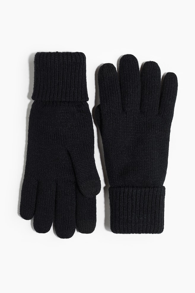 Gants tactiles en maille - Noir/Gris foncé - 1