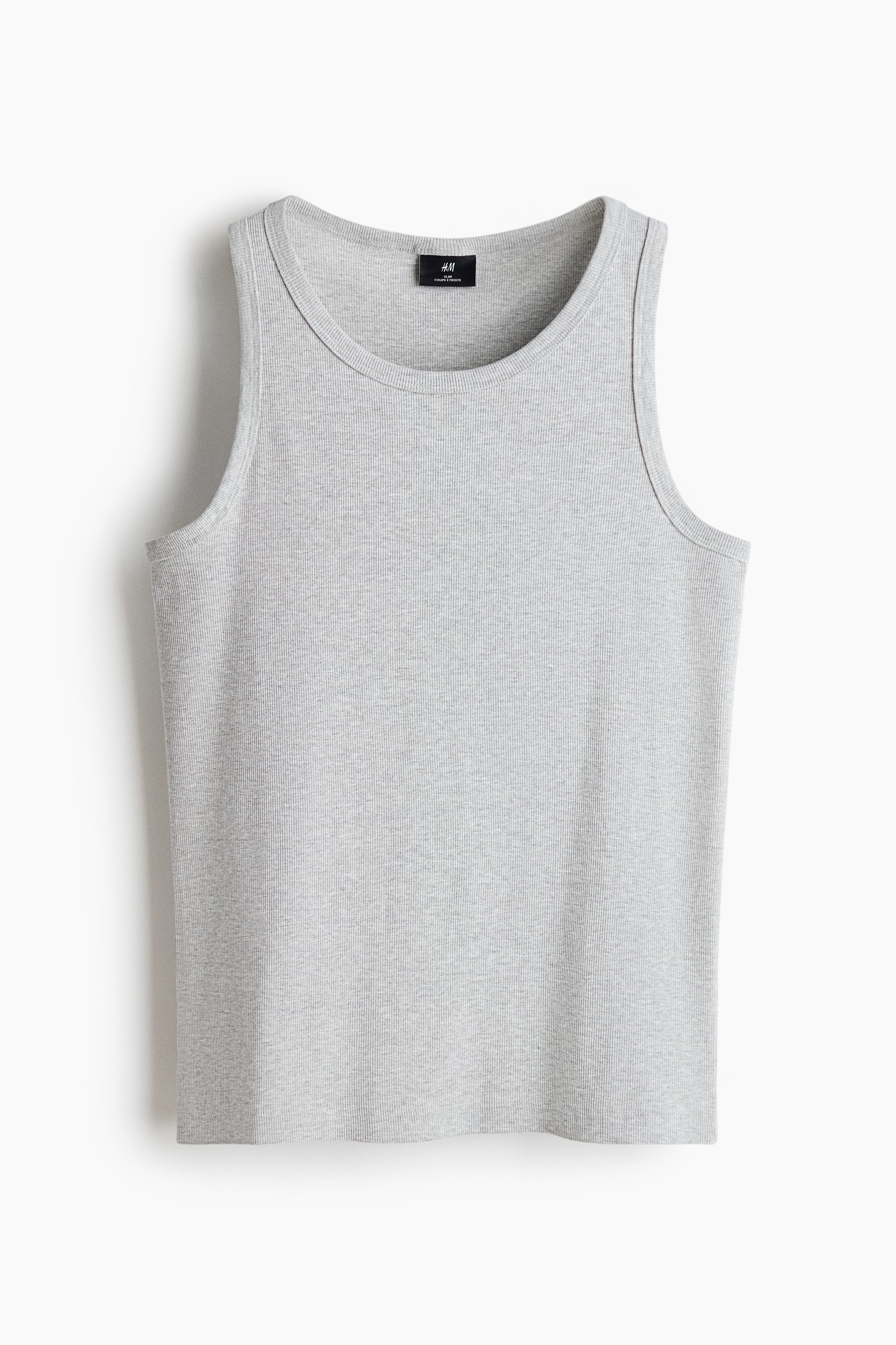 Slim-Fit Ribbed Tank Top - Light gray melange/White/Black/Dark gray