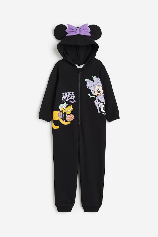 Printed sweatshirt all-in-one suit - Black/Minnie Mouse - 1