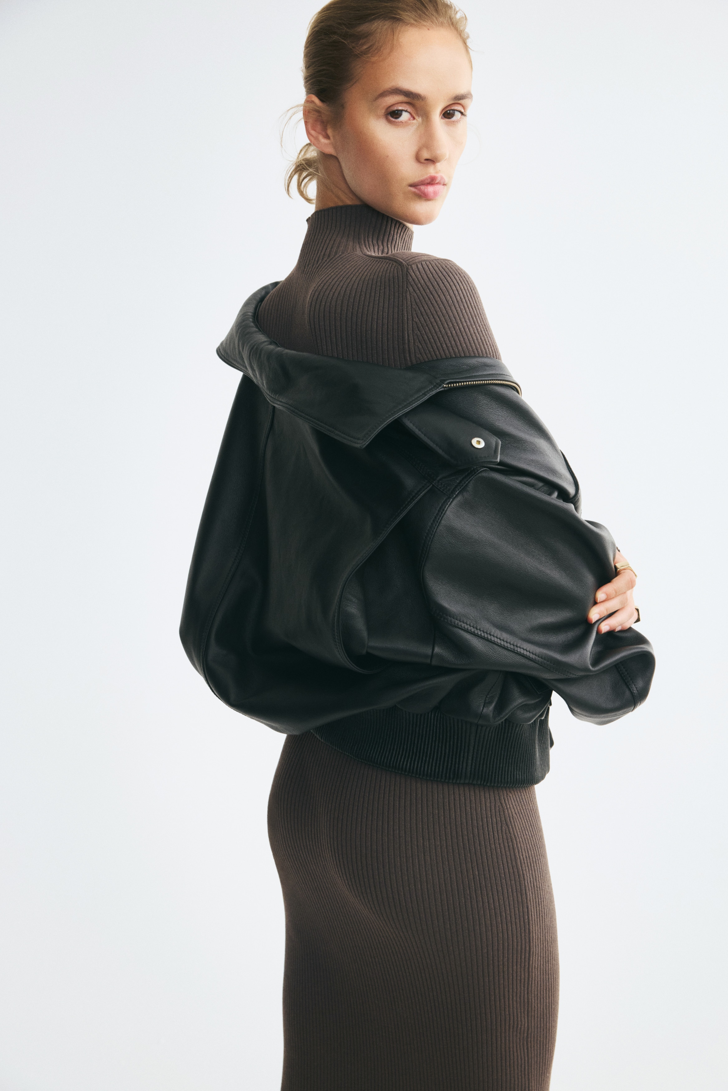 Rib-Knit Mock Turtleneck Dress thumbnail 4