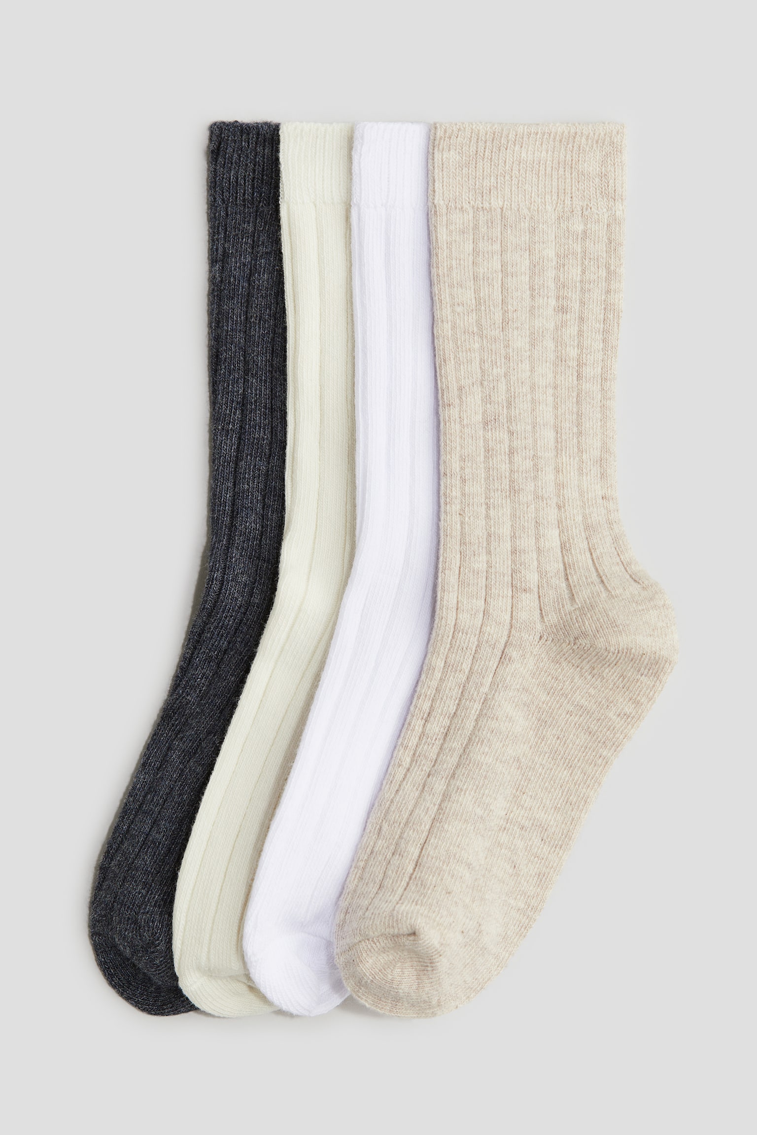 4-pack ribbed socks - Dark blue-grey/Beige - 1