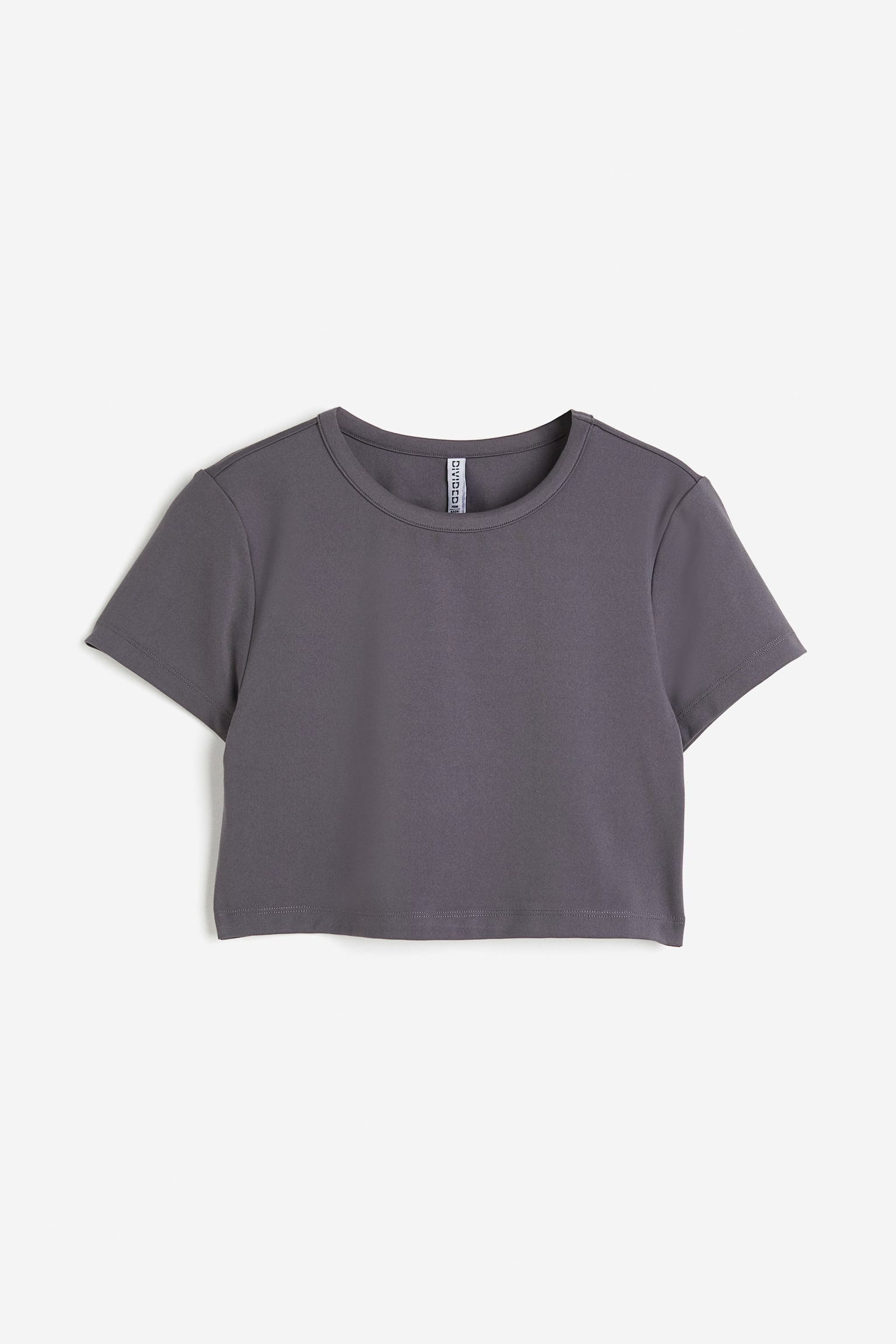 Cropped jersey top - Dark grey/Cream/Black - 1