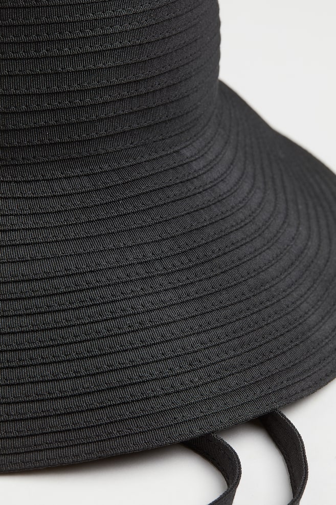 Tie-detail sun hat - Black/White - 3