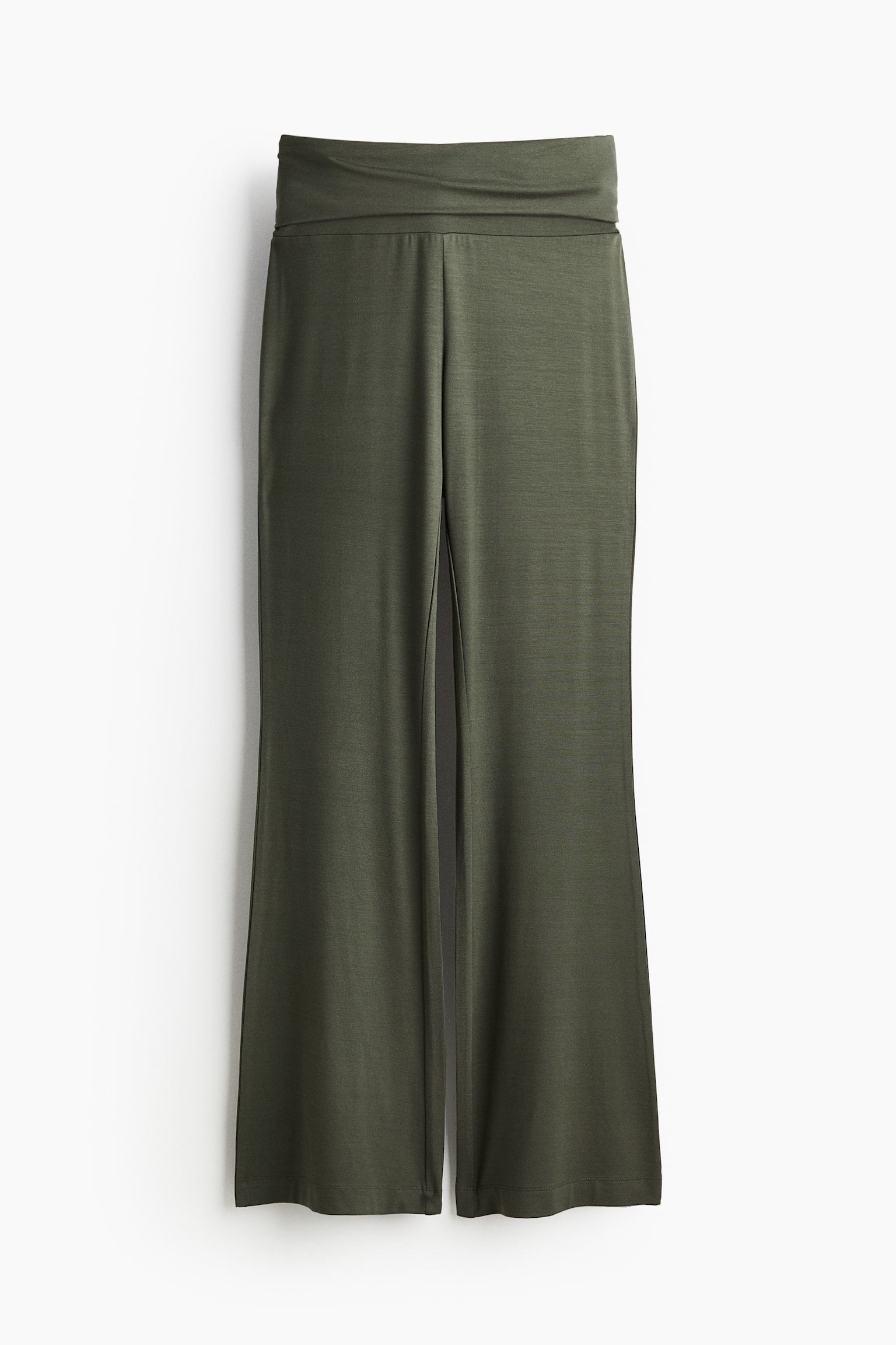 Flared jersey trousers - Dark khaki green/Light grey marl/Dark grey - 1