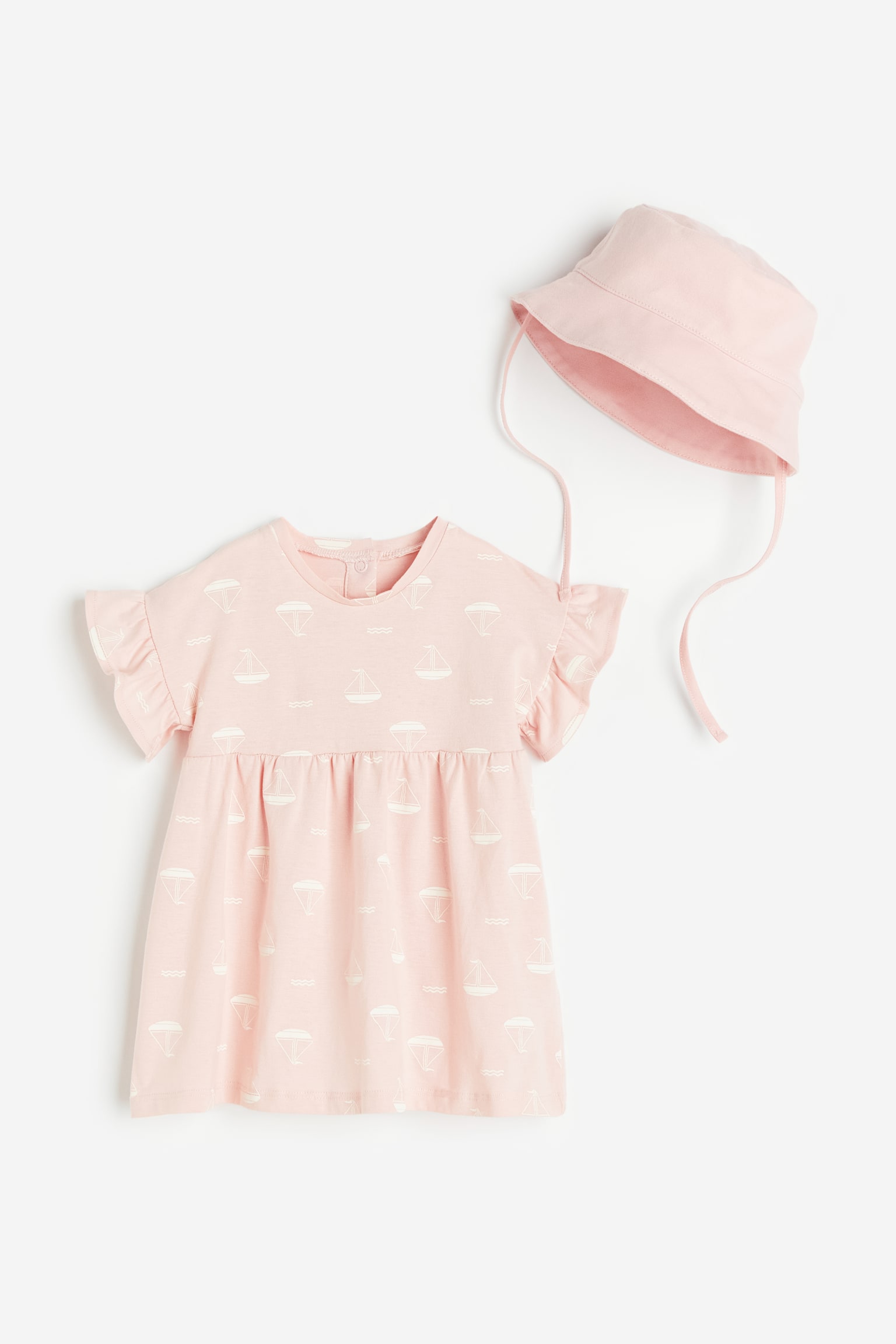 2-piece cotton set - Light pink/Boats - 1