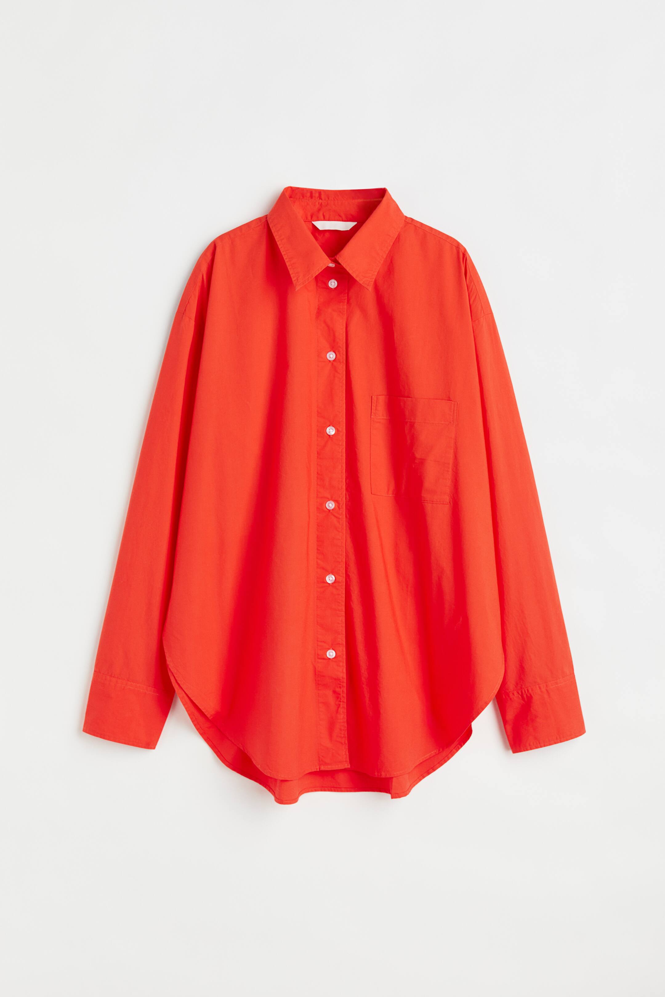 View larger image: Oversized cotton shirt - Orange-red - Ladies | H&M 1