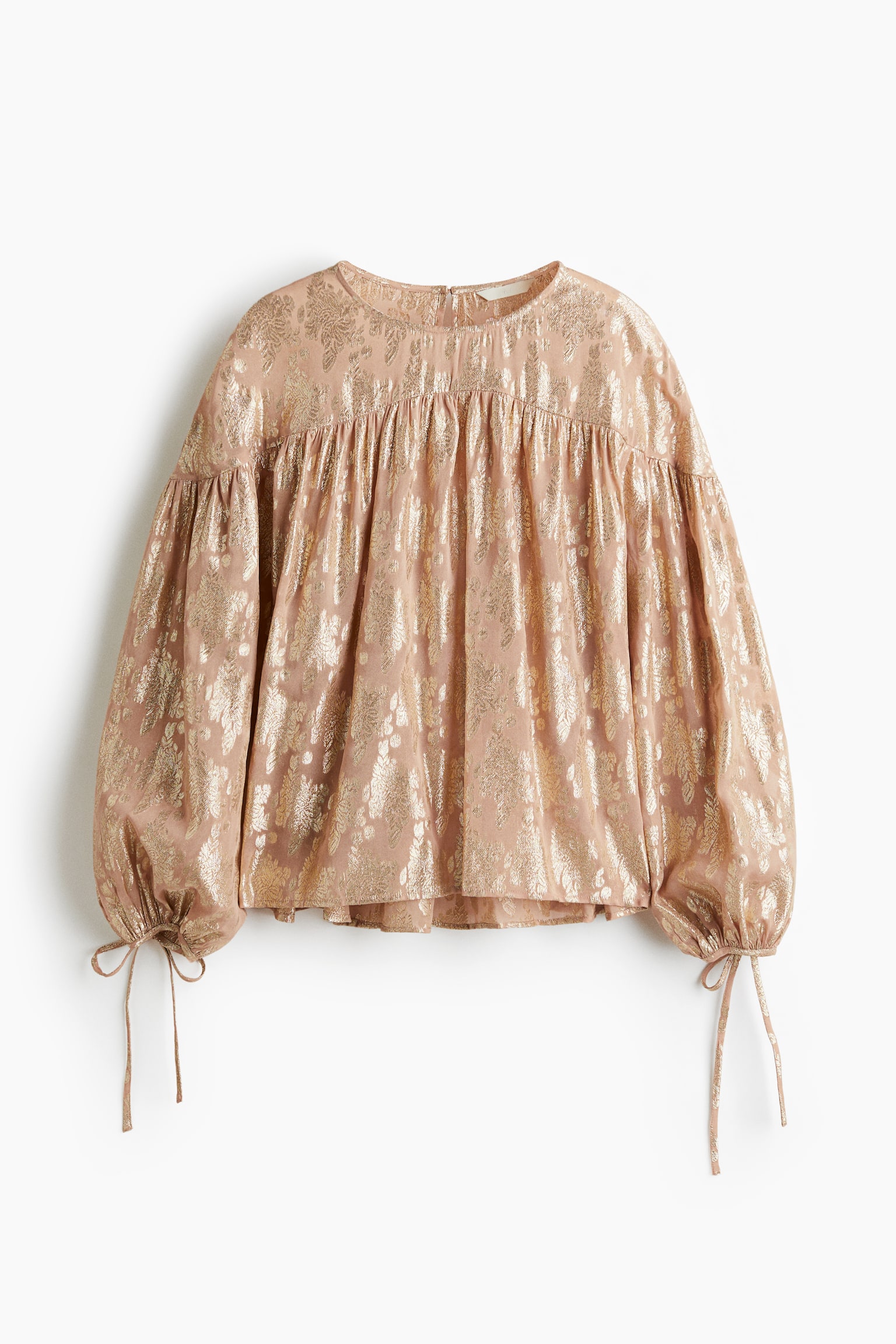 Oversized jacquard-weave blouse - Beige/Gemustert - 2
