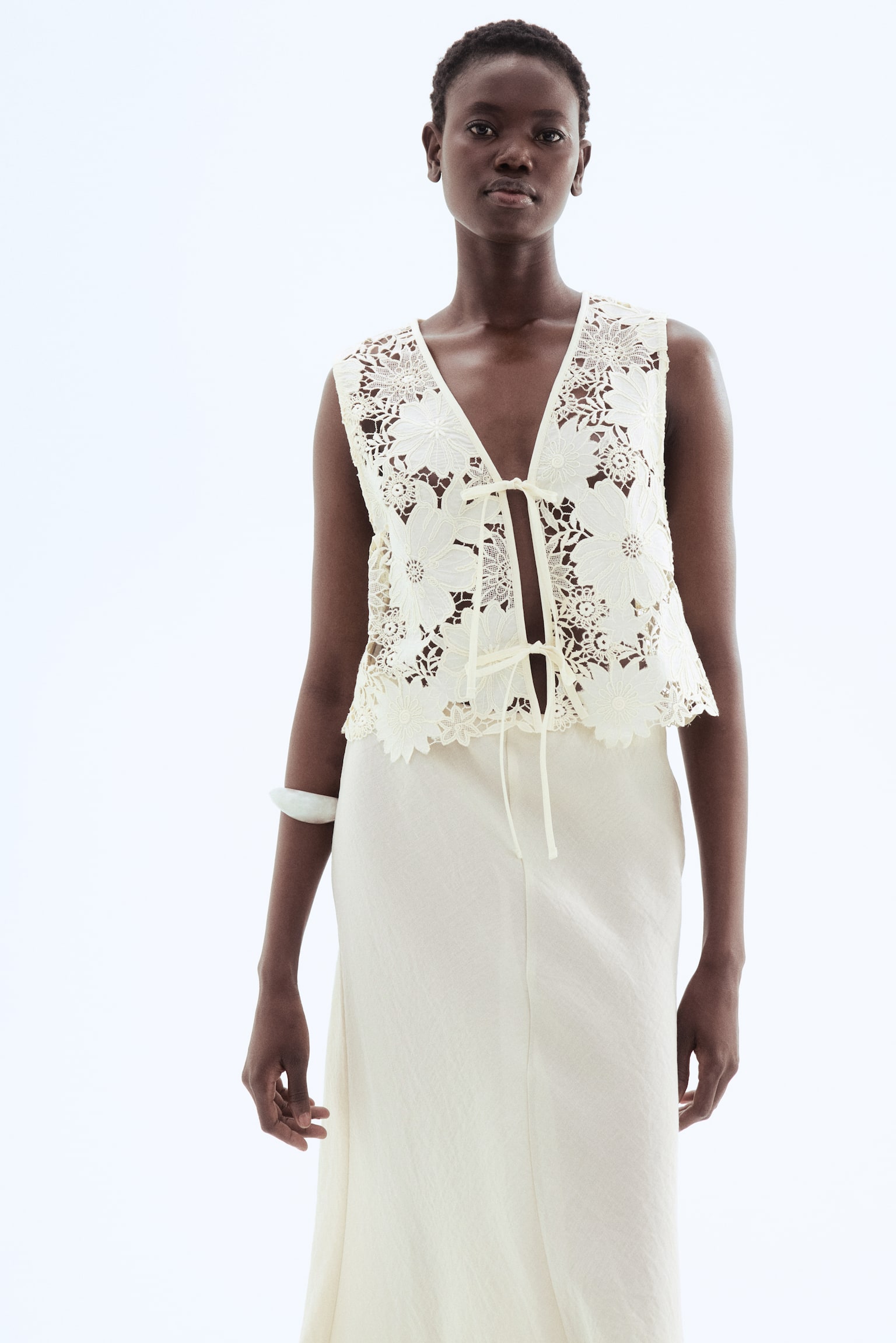 Krajková vesta - Krémová/Hnědá - 4