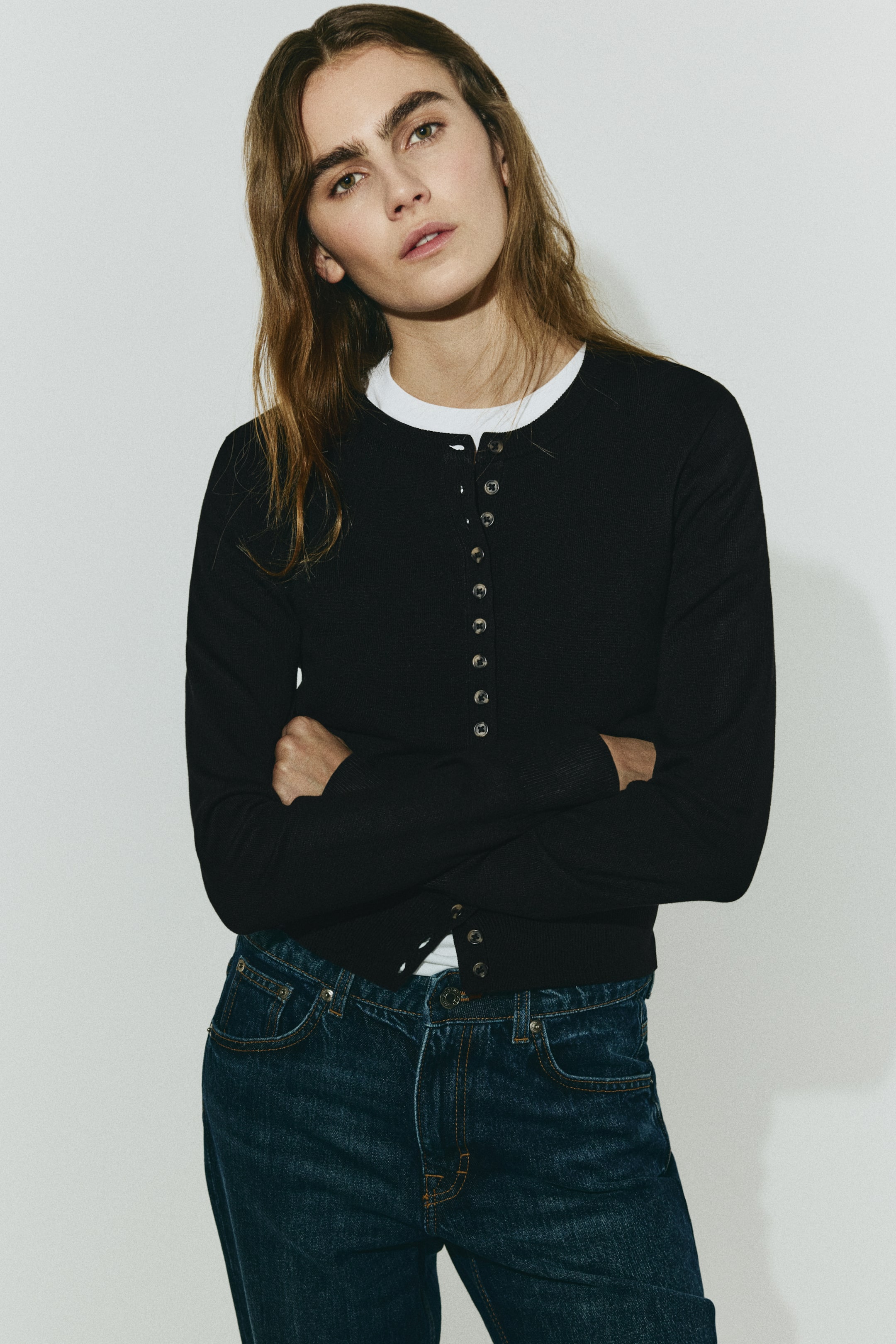 Zobacz większy obraz: Kardigan w drobny splot - Black - ONA | H&M PL 1