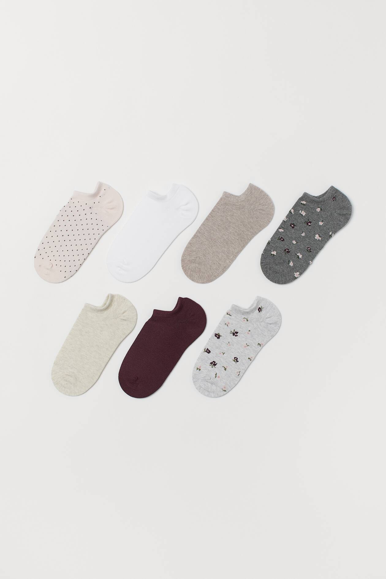 7-pack Ankle Socks - Light gray/floral - Ladies | H&M US