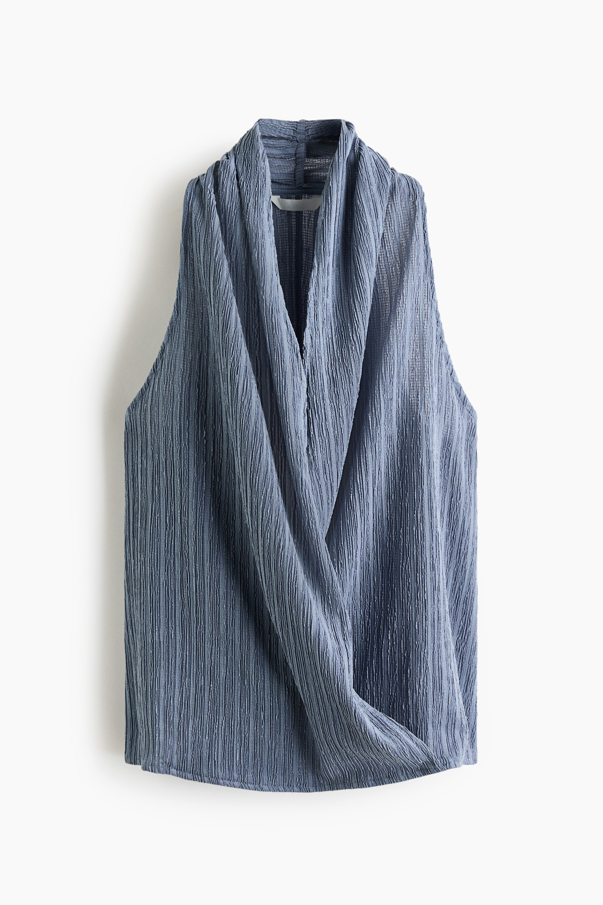 Crinkled Wrap Top - Dusty blue/Navy blue