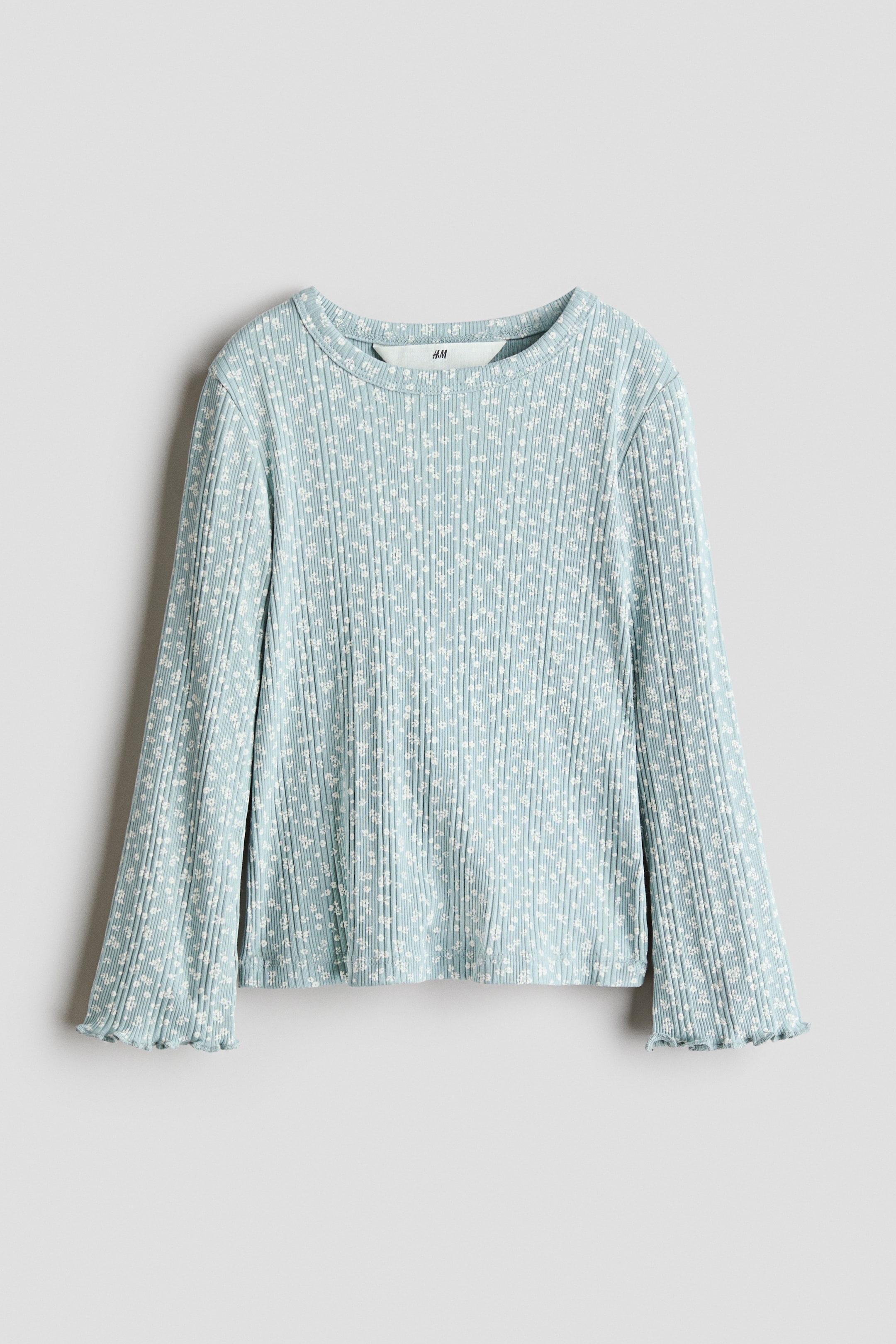 View larger image: Patterned cotton top - Dusty turquoise/Floral - Kids | H&M 1