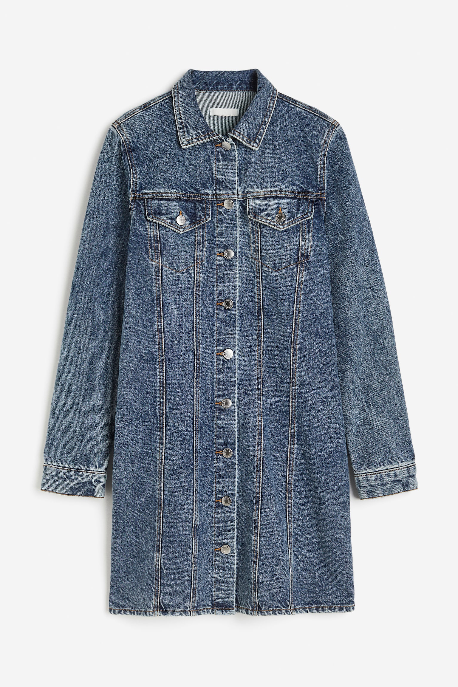 Cotton Denim Dress - Dark denim blue/Powder pink/Light denim blue - 2