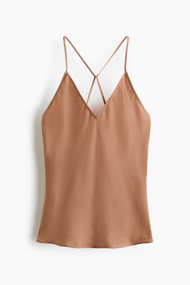 Low-Back Strappy Top - Dark beige - 1