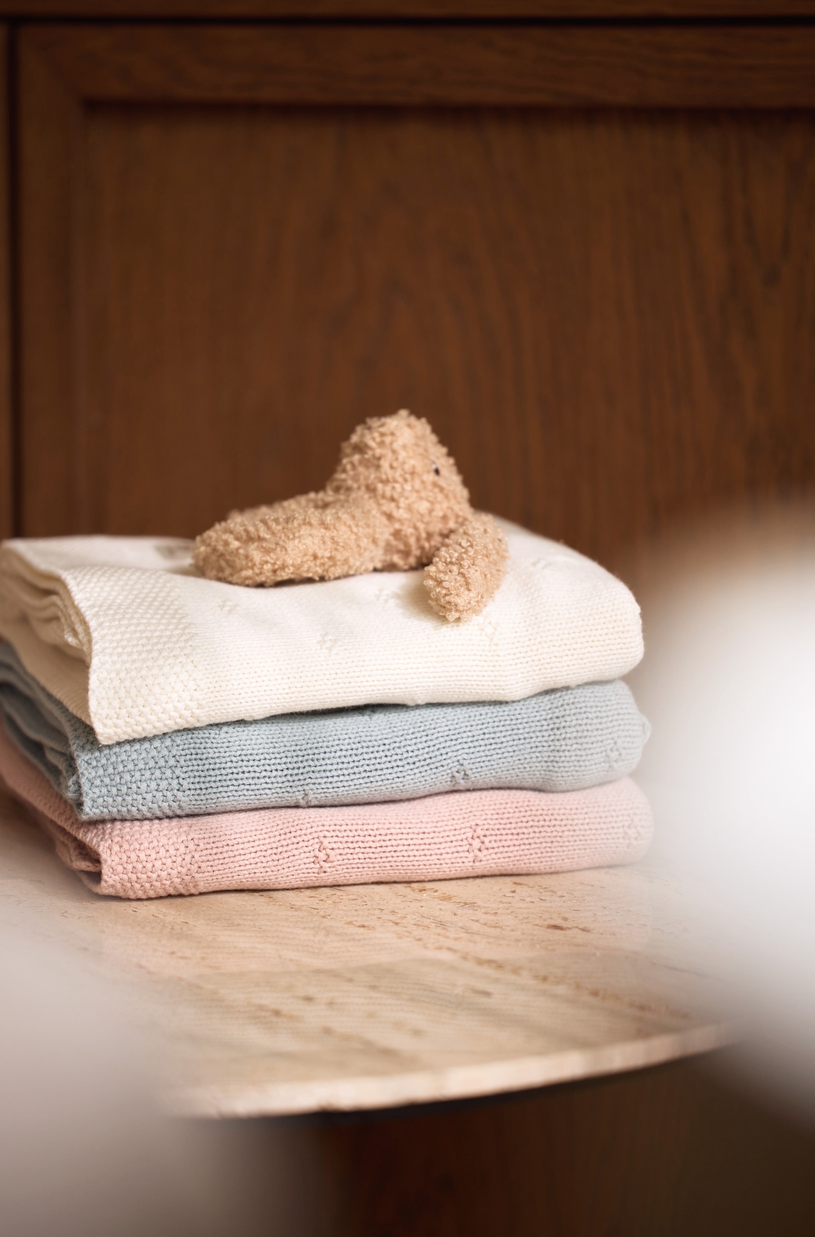 Couverture 75x100 - Check Knit/fleece - Cosy Knit/ivory/velvet/Cosy Knit/sea Green/velvet/Cosy Knit/wild Rose/velvet/Check Knit/biscuit