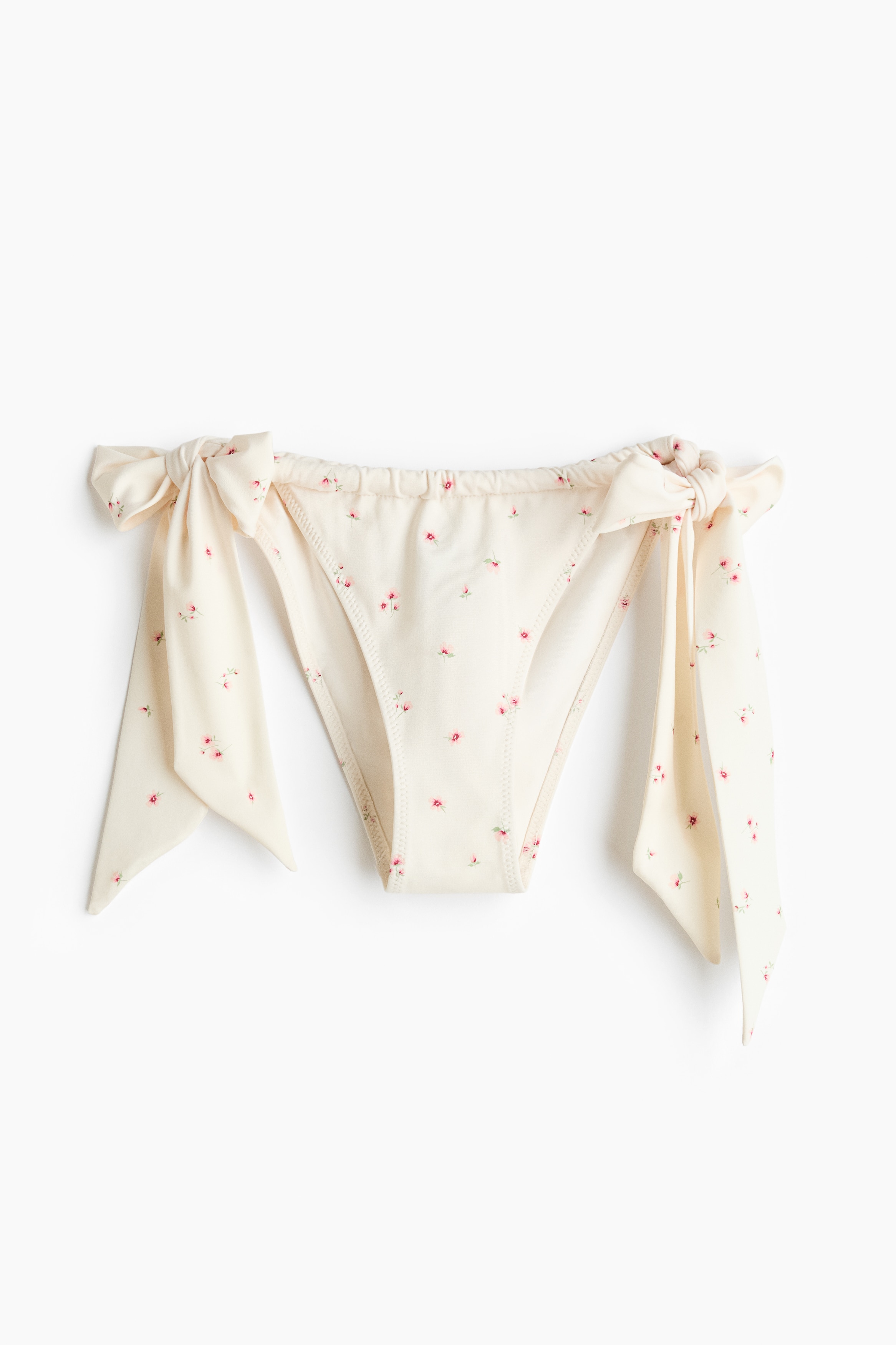 Tie Bikini Bottoms - White/floral/Dark brown/cream
