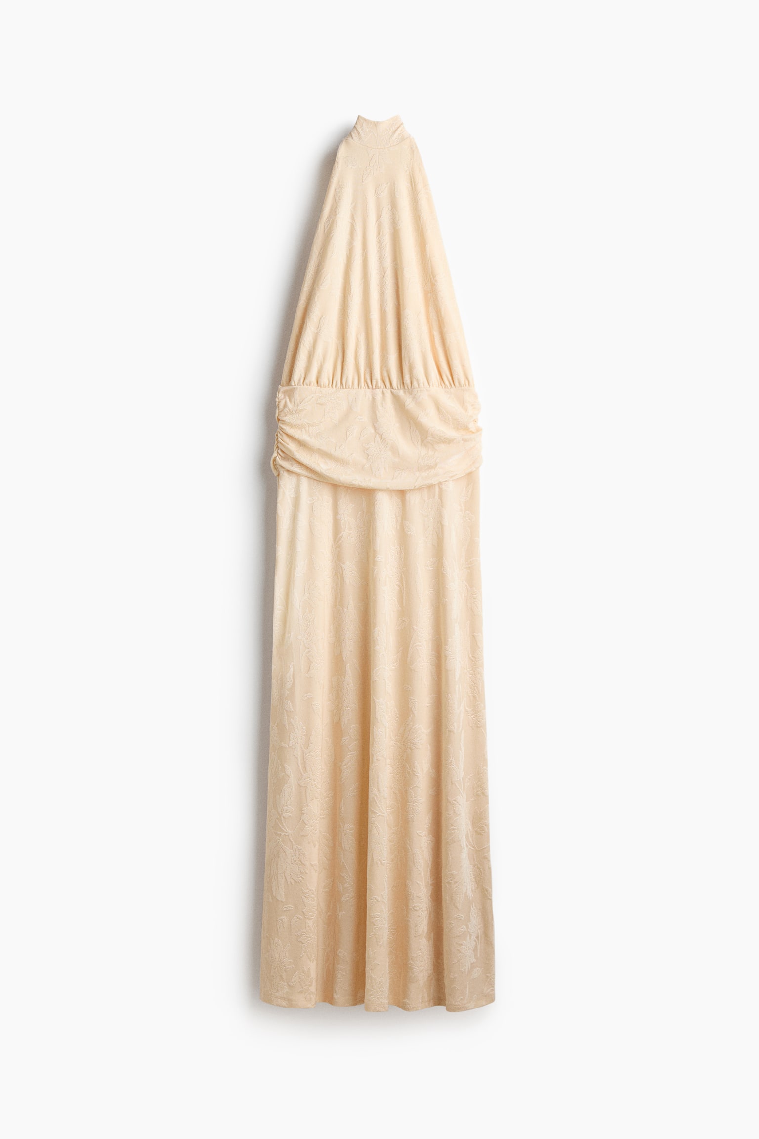 Halterneck Maxi Dress - Pale yellow/Light blue/Dark brown - 1