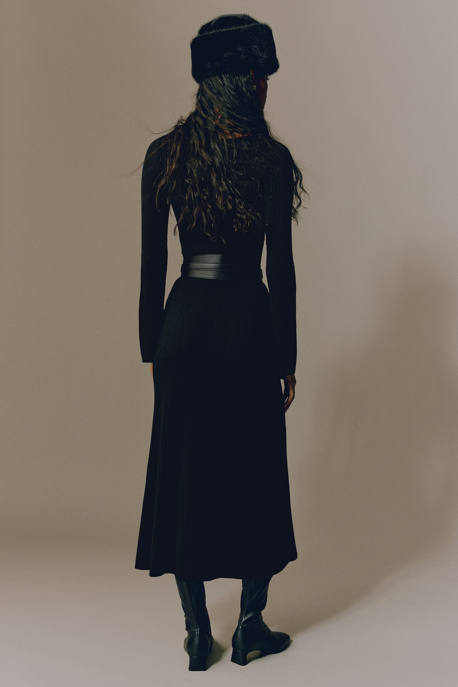 Rib-knit dress - Black - 5