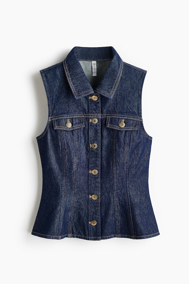 Peplum Denim Vest - Dark denim blue/Denim blue - 1