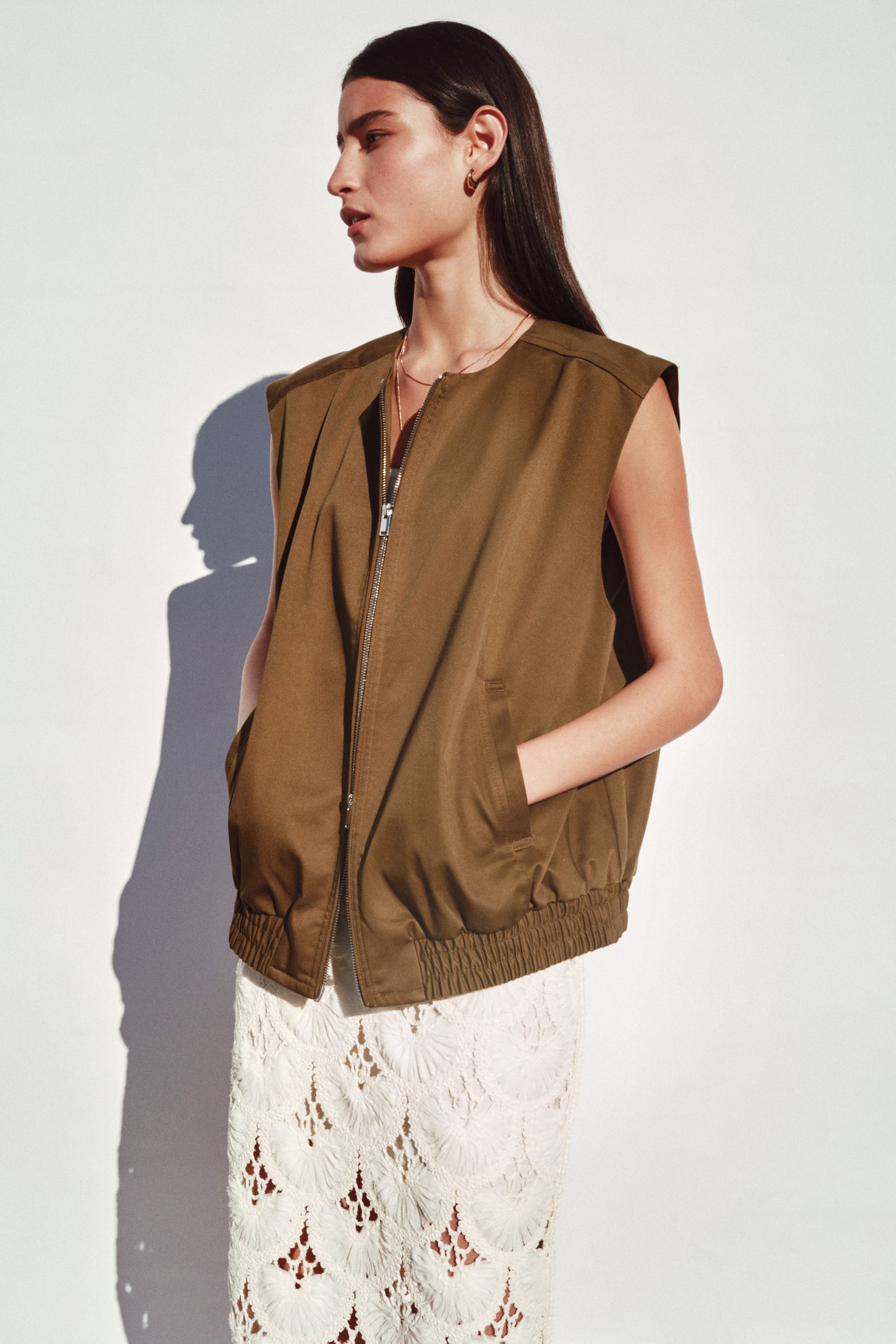 Twill gilet - Dark golden olive - 7