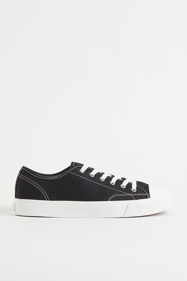 Canvas trainers - Black/Khaki green - 1