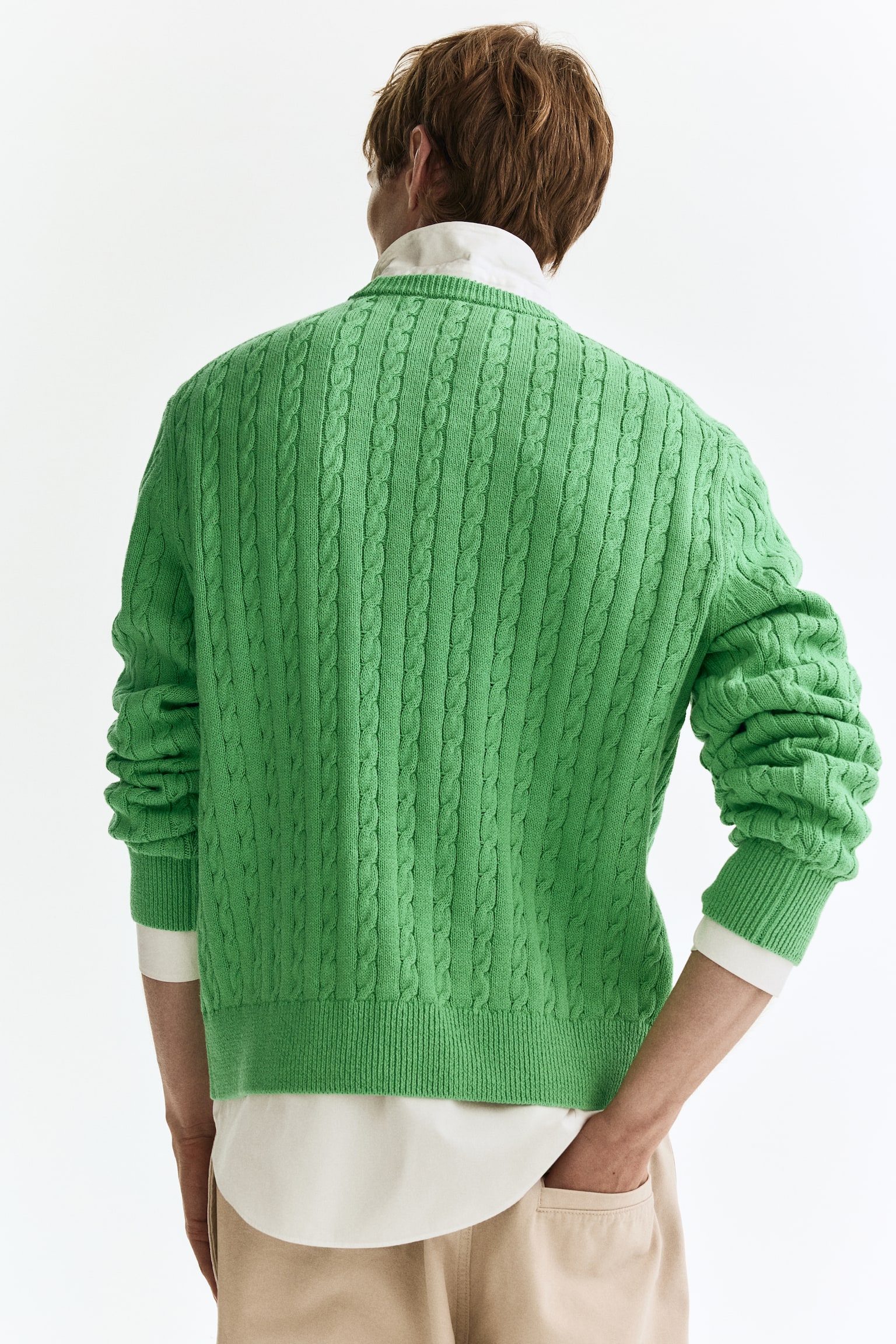 Chandail classique en tricot torsadé - Vert/Bleu clair/Marine - 5