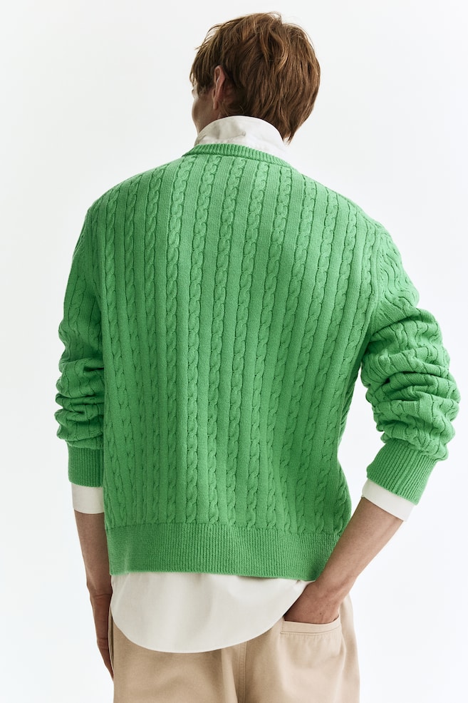 Pulover tricotat cu torsade Regular Fit - Verde/Albastru-deschis/Bleumarin - 5
