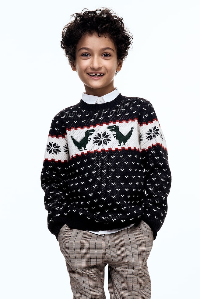 Pullover in maglia jacquard - Blu navy/dinosauri/Rosso/fantasia/Rosso/fantasia - 2