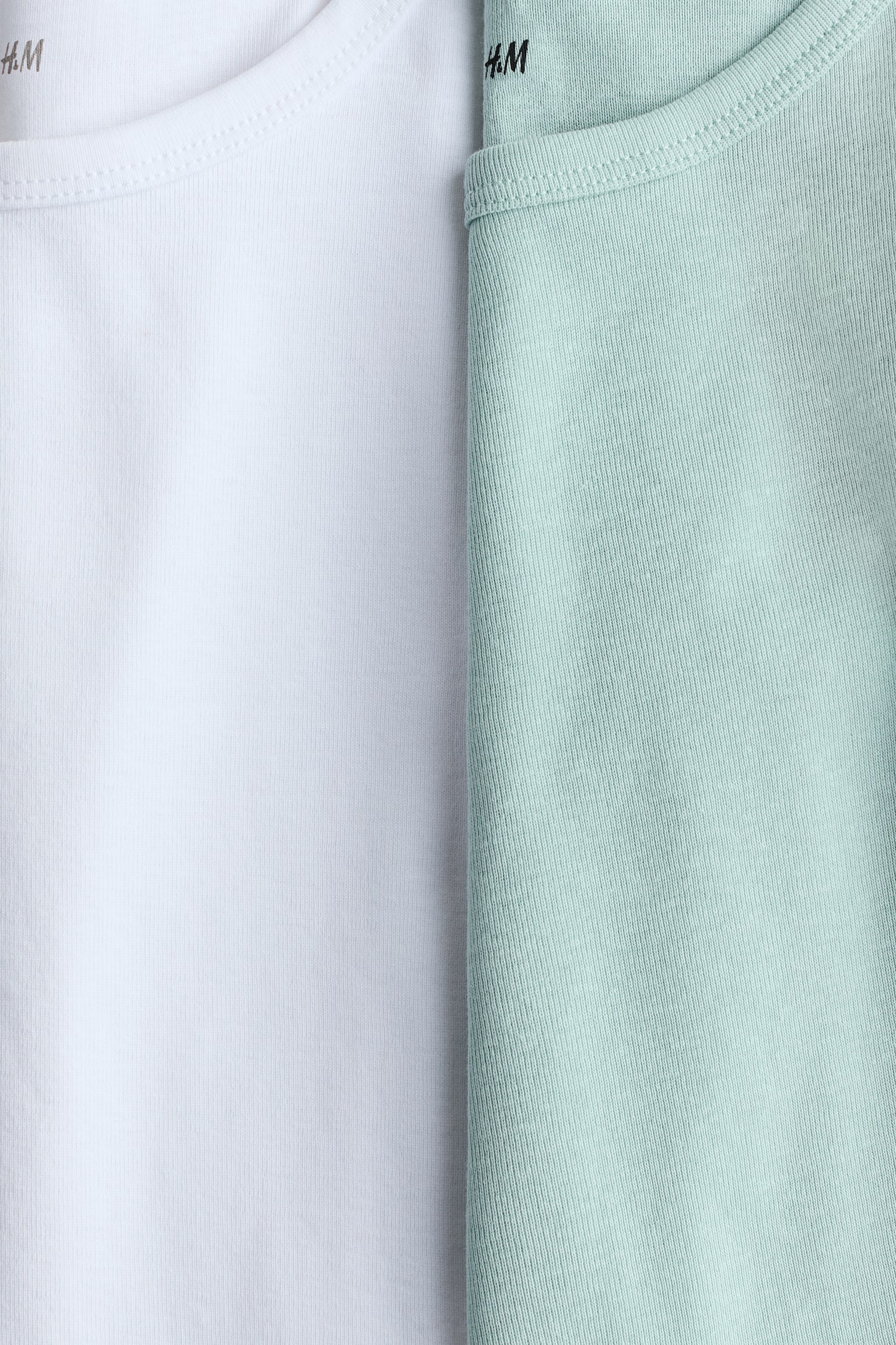 Bawełniany top 2-pak - Jasnozielony/Biały/Jasnoniebieski/Biały/Jasnoróżowy/Biały - 2