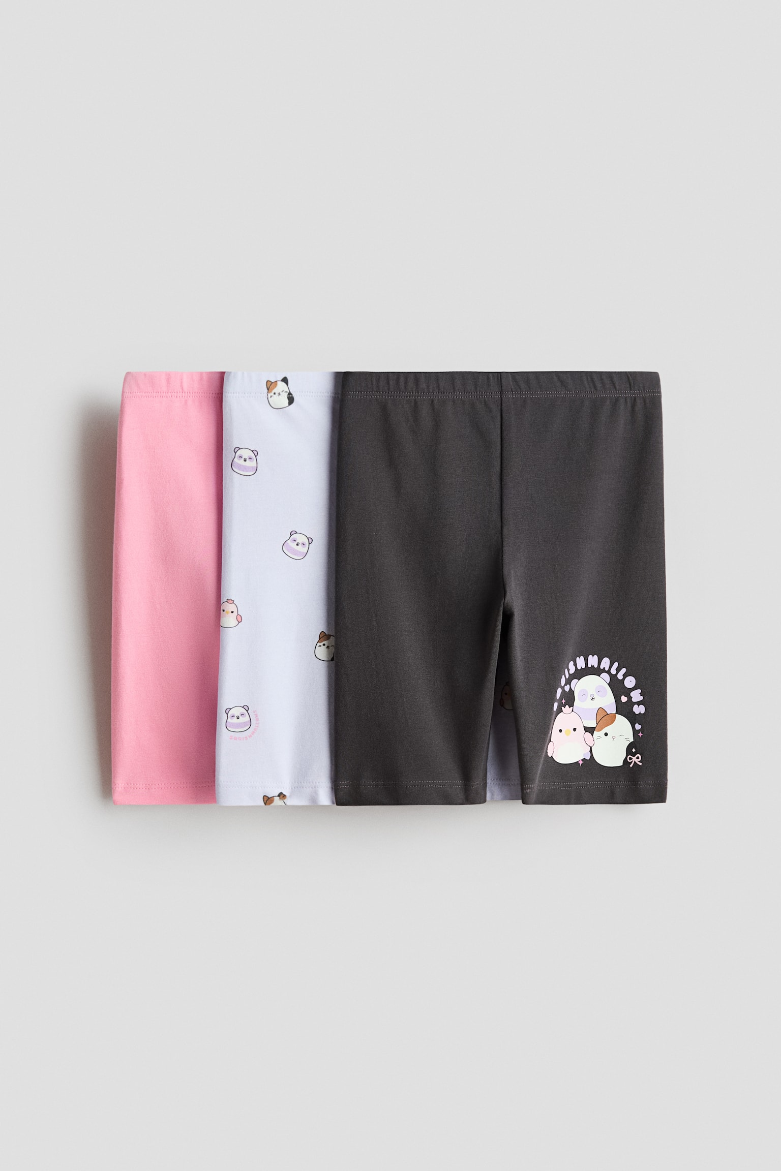 Tri uska šortsa s motivima - Tamnosiva/Squishmallows