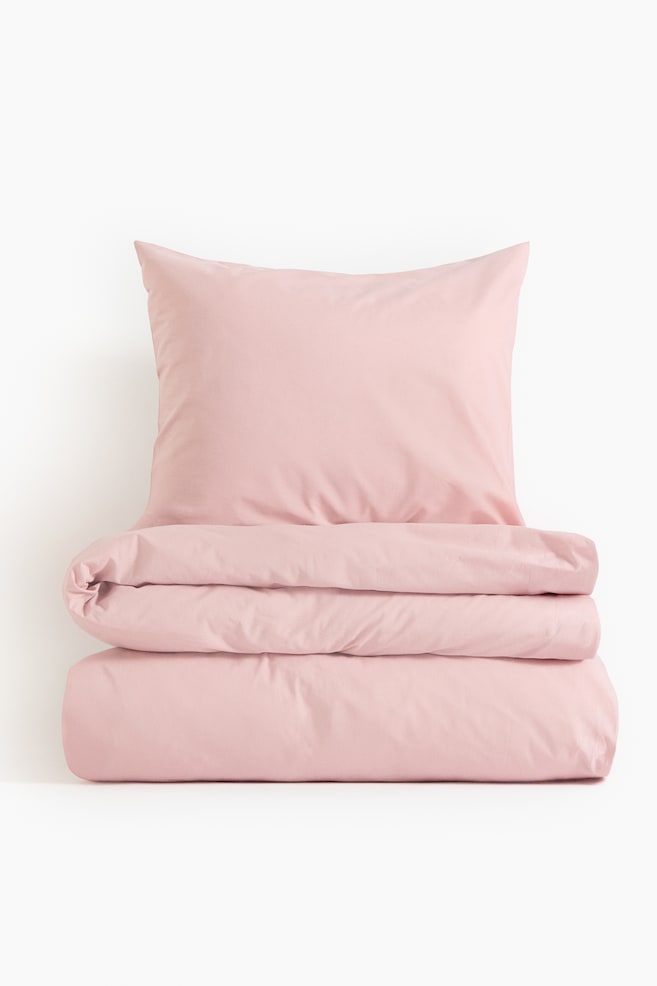 Cotton single duvet cover set - Light pink/Dusty pink/White/Dark brown/Light beige/Greige/Brown/Light khaki green/Khaki green/Dark green/Dusty blue/Dusty yellow/Mole/Terracotta/Burgundy/Grey/Dark green - 1