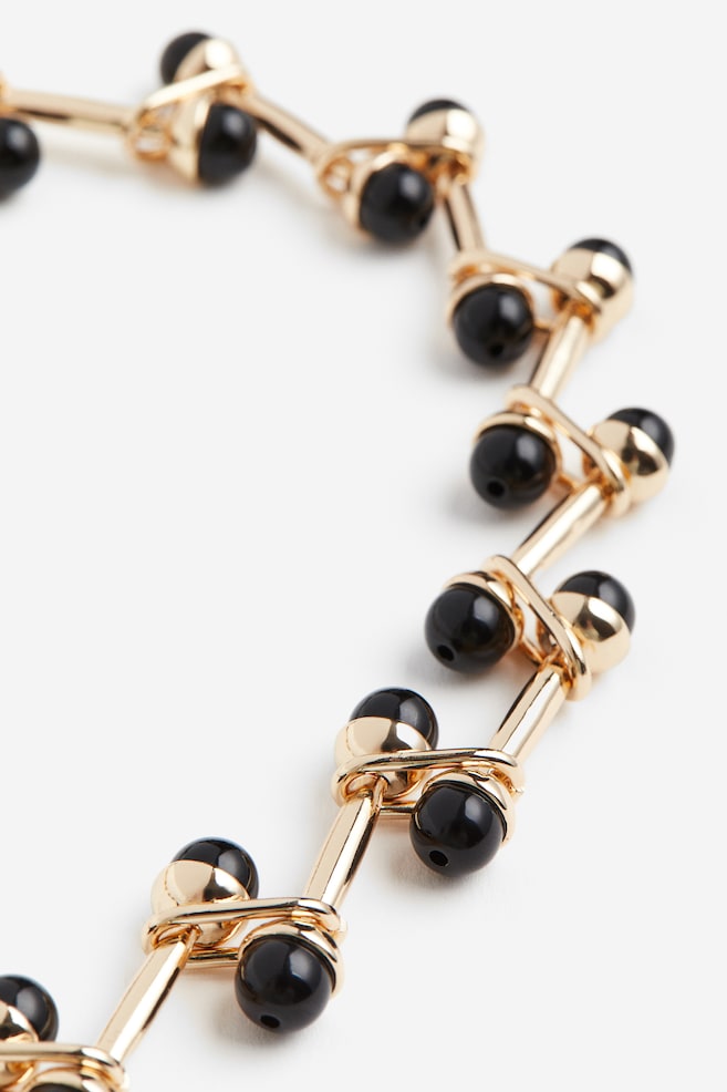 Halskette mit Perlen - Goldfarben/Schwarz - 3