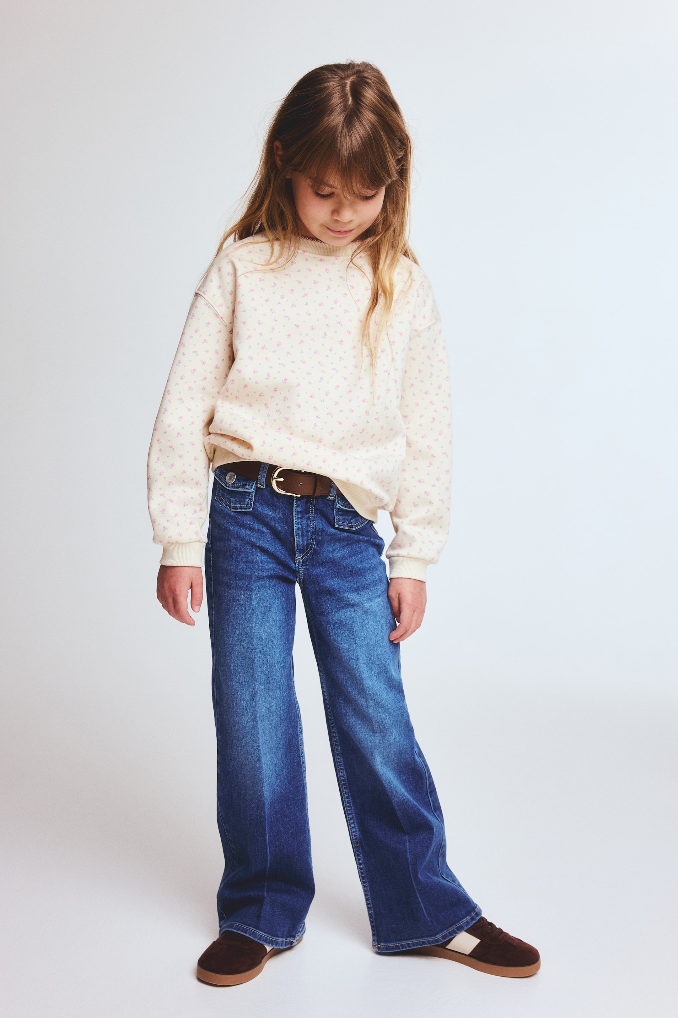 View larger image: Printed brushed-inside sweatshirt - Light beige/Floral - Kids | H&M IN 2