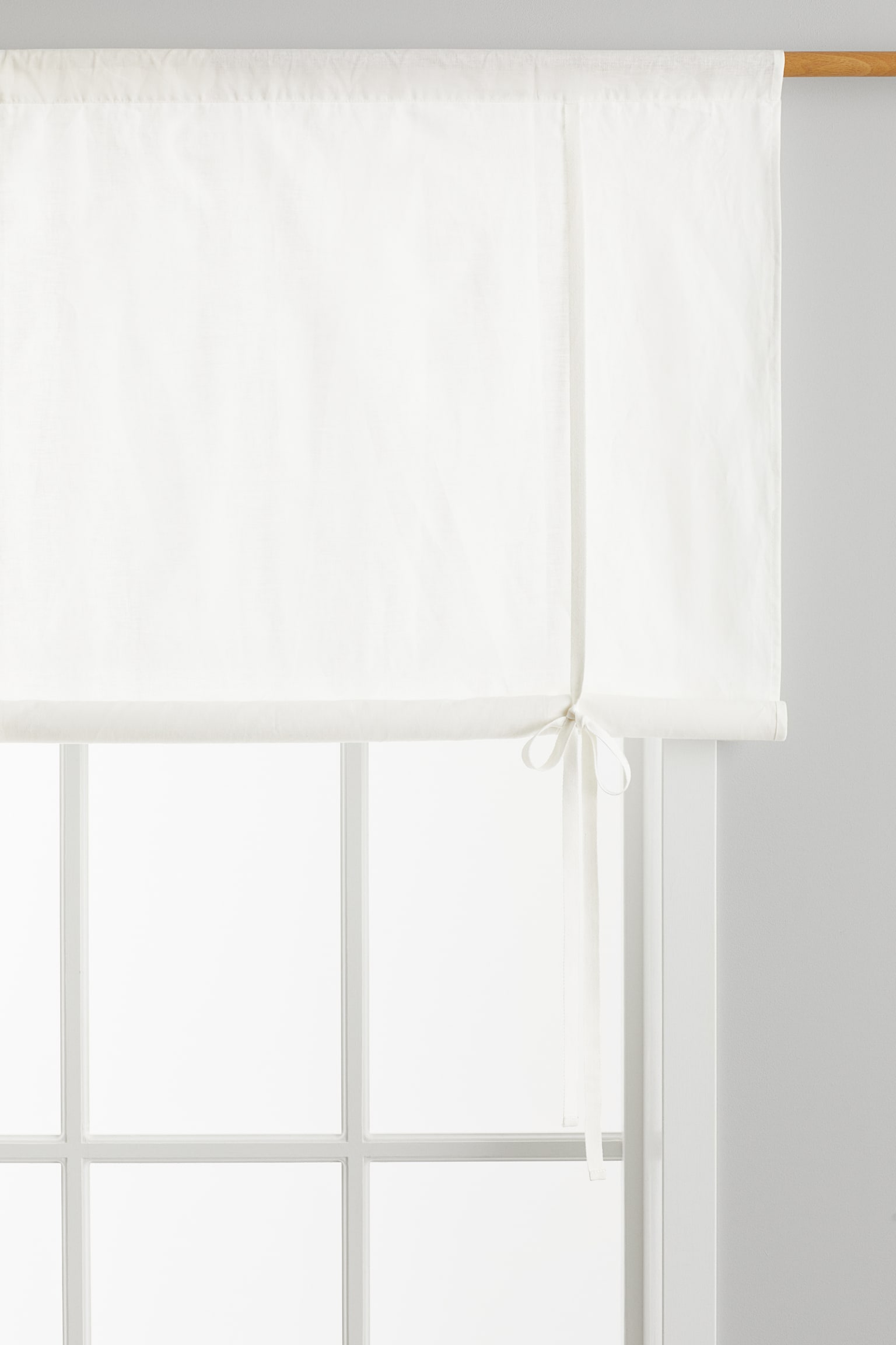 Linen-blend roll-up curtain - White/Yellow/Light beige - 2