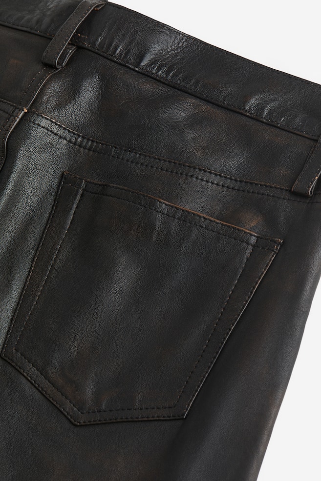 Bukser i læder - Mørkebrun/Sort - 5