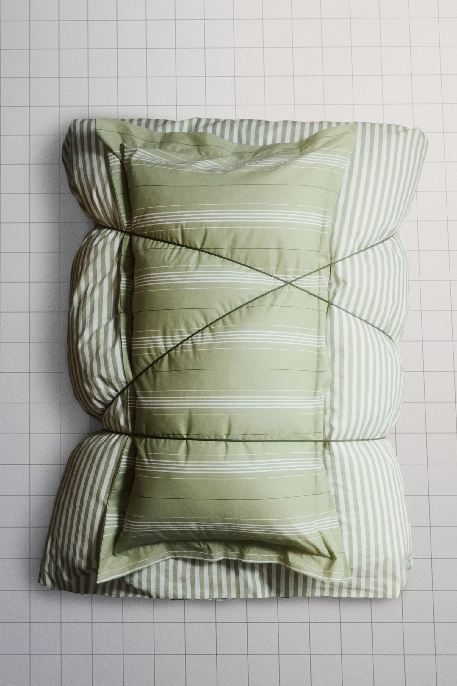 Cotton percale pillowcase - Green/Striped/Light blue/Striped - 2