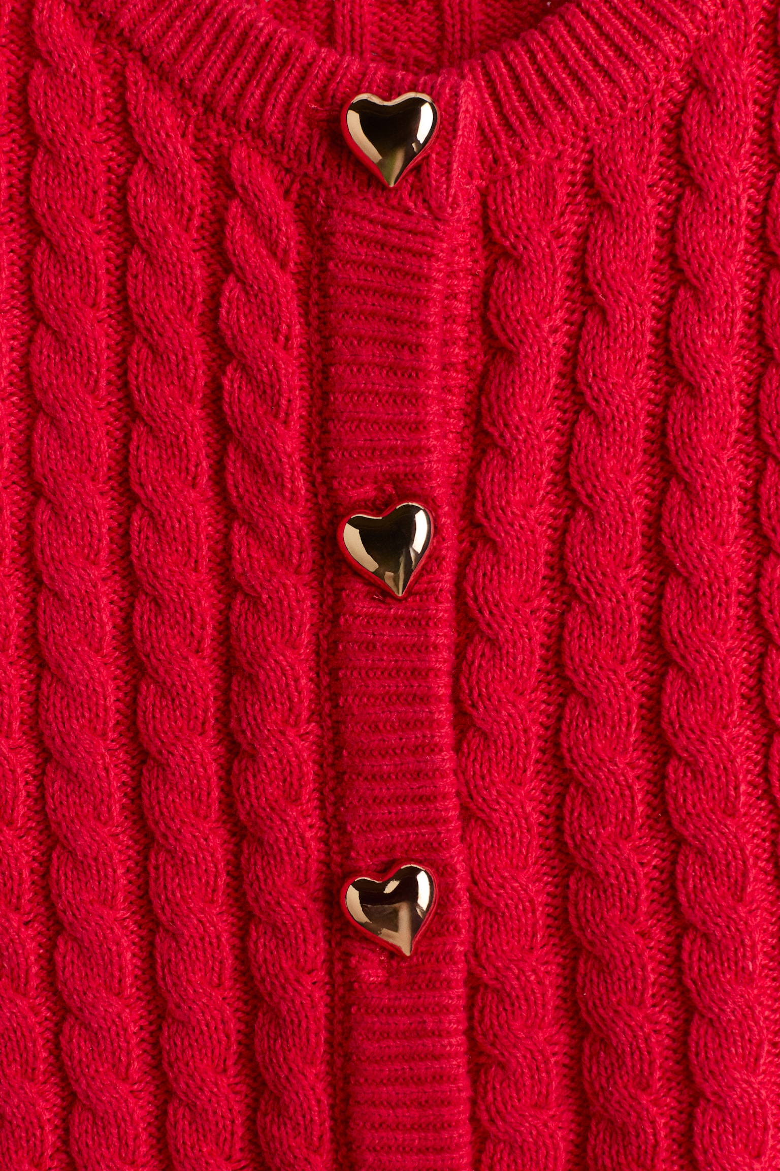 Cable-knit cardigan - Red/Light pink/White - 2