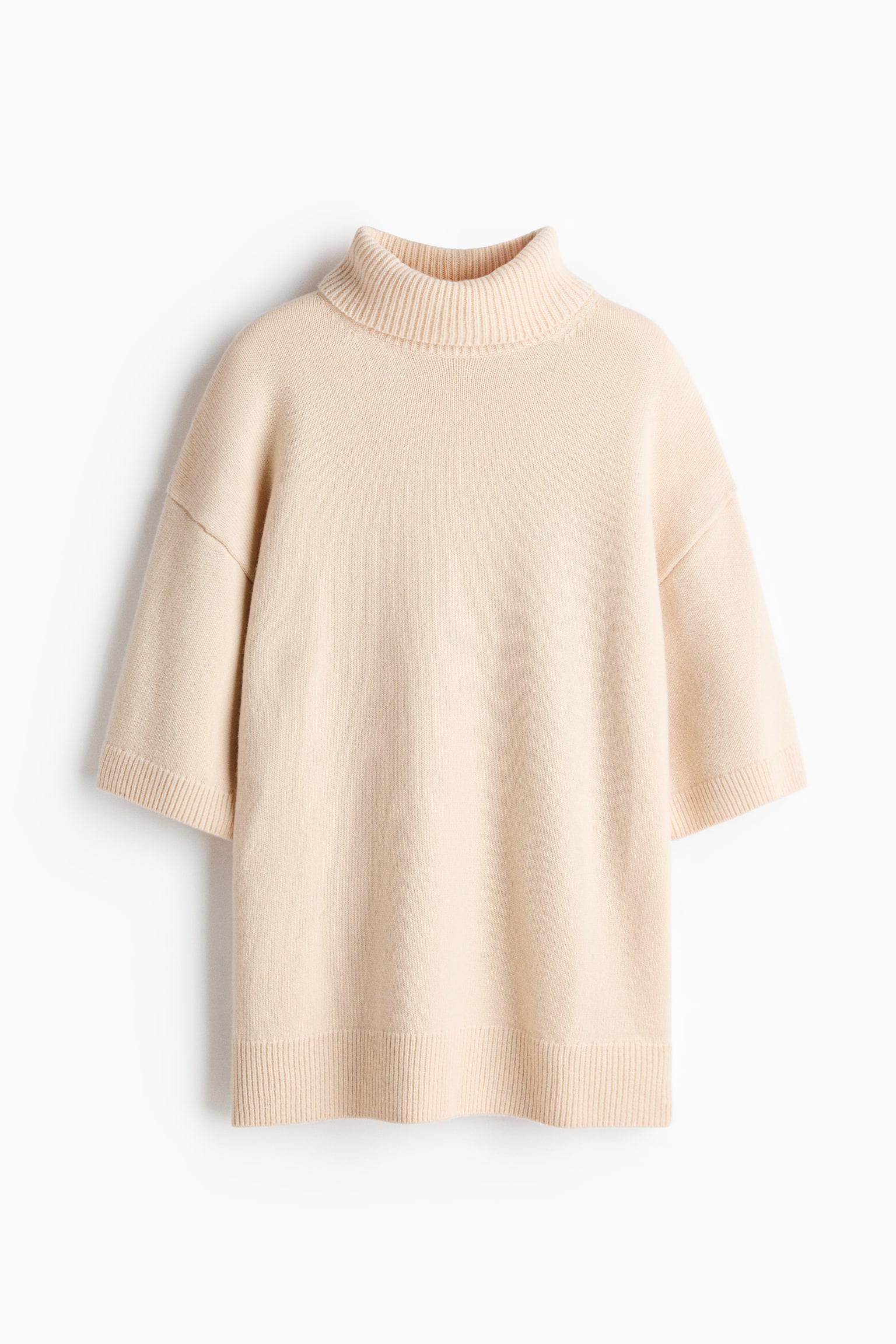 Roll-neck wool jumper - Light beige/Dark rust brown - 2